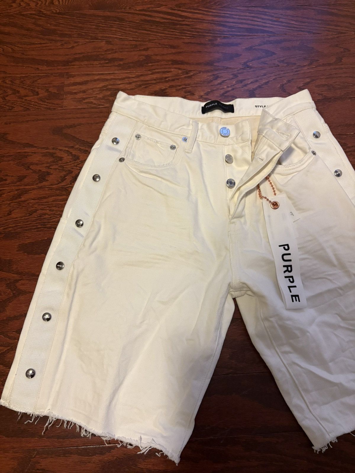 Purple Brand Purple Brand White Denim Shorts Snap Button Size US 28 / EU 44 - 2 Thumbnail