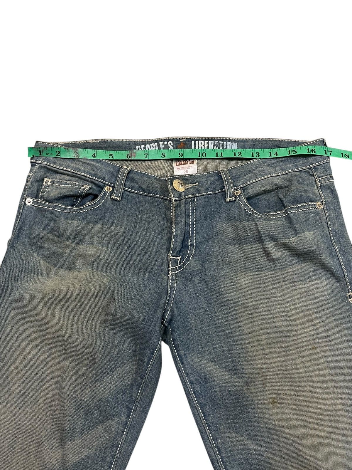 Japanese Brand FLARE 💥 People’s Liberation Washed Denim Size 33" - 18 Thumbnail