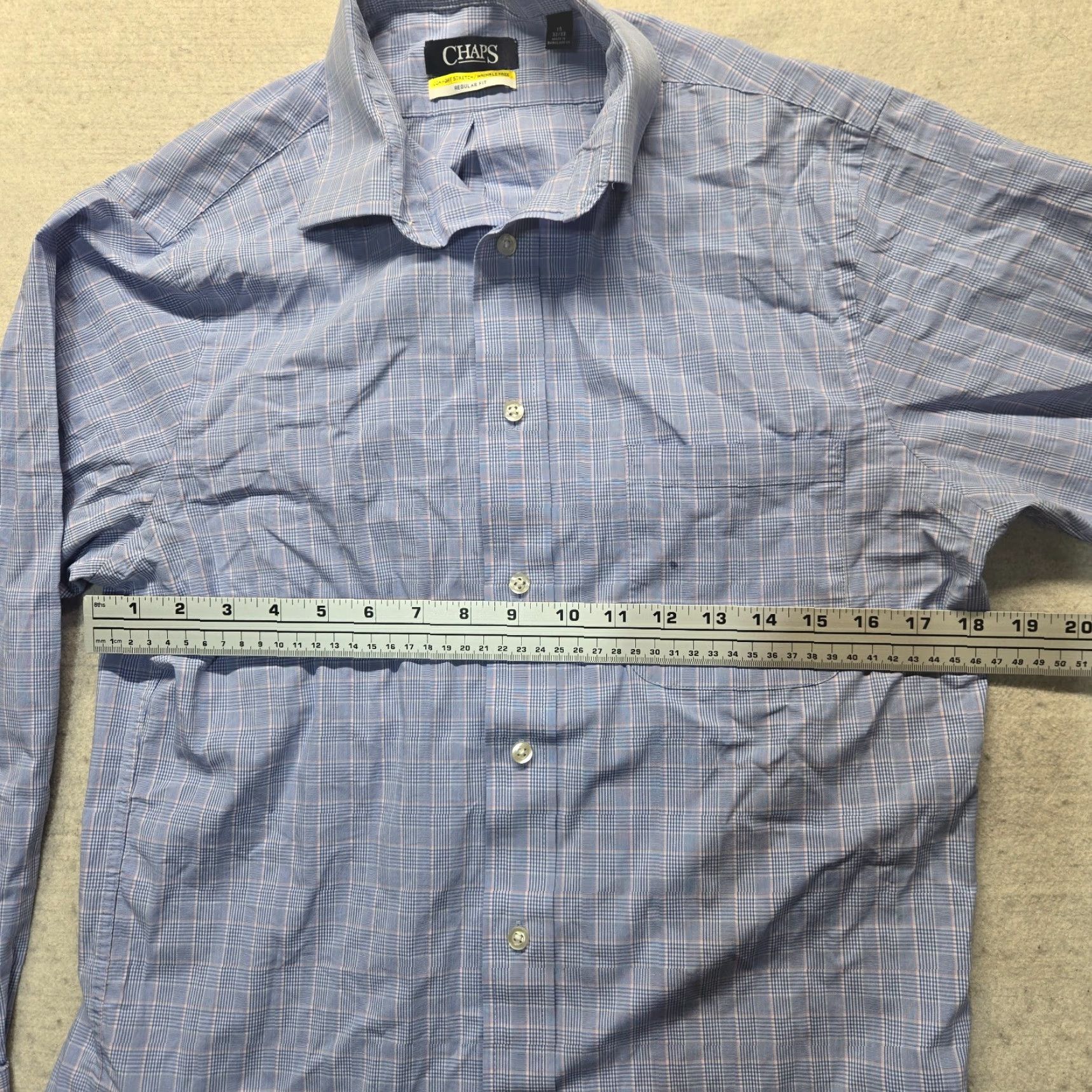 Chaps Chaps Shirt Men M Medium Plaid Blue Stretch Comfort Regular Fit Dress Shirt Size US M / EU 48-50 / 2 - 3 Thumbnail