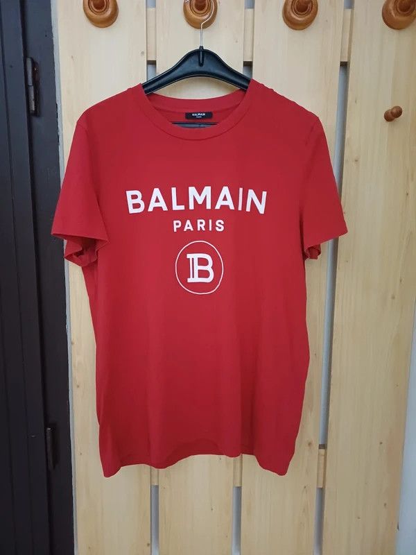 Balmain Original Balmain Paris Men's T-Shirt - Bright Red, Size L Size US L / EU 52-54 / 3 - 1 Thumbnail
