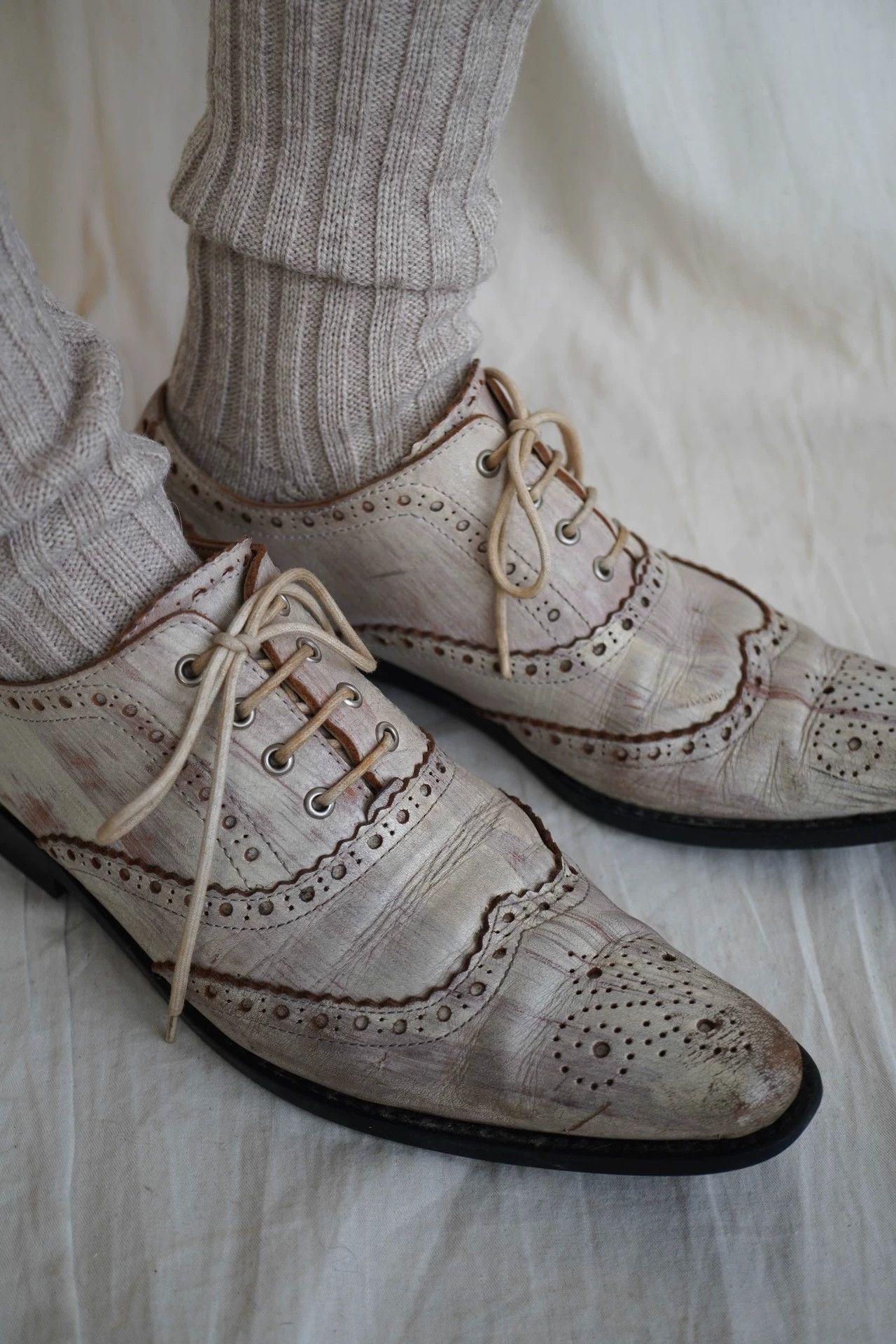 Comme des Garcons Rare CDG 2000s Painted Baroque Leather Shoes Pink/White 37 Size US 6.5 / IT 36.5 - 7 Thumbnail