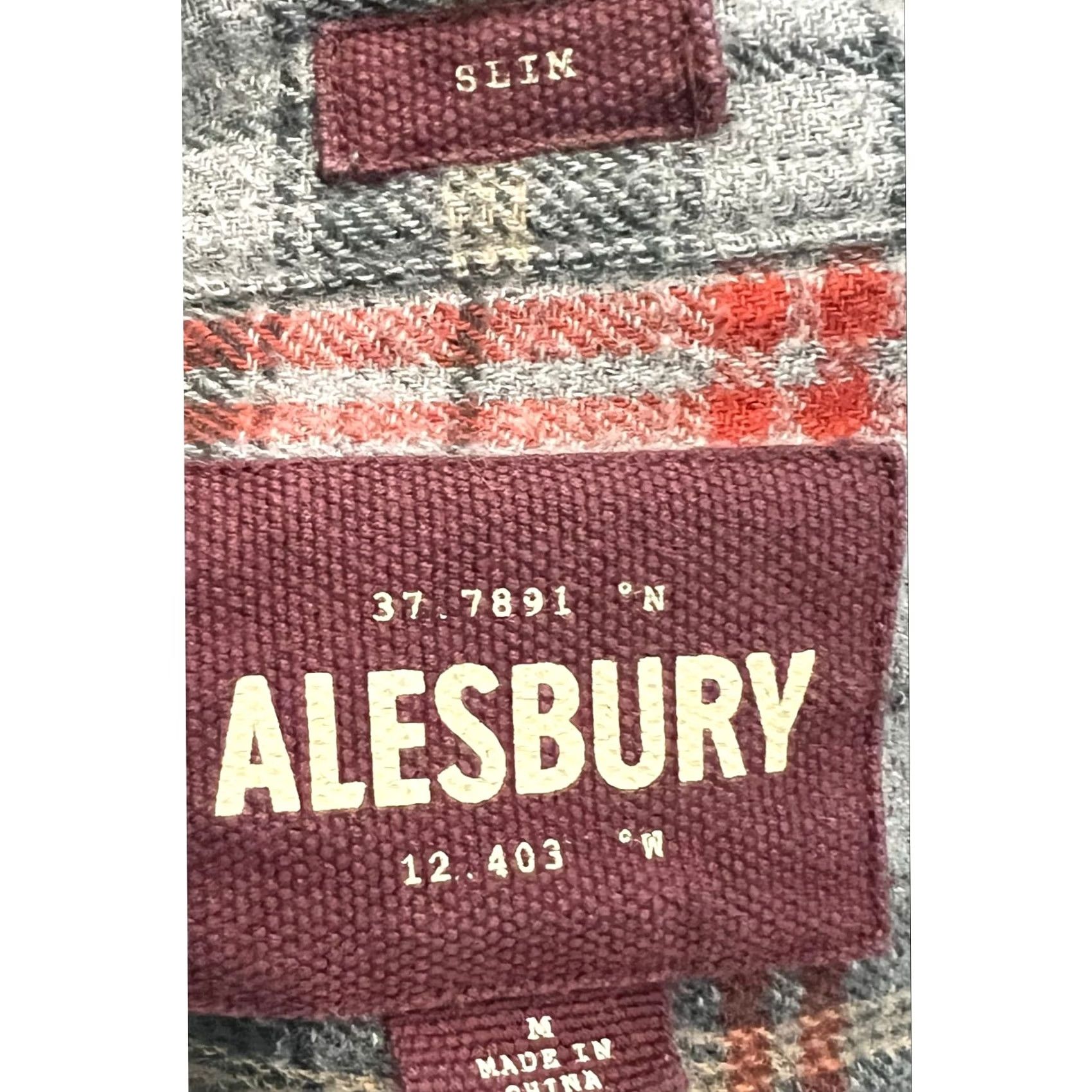 Vintage ALESBURY Men’s M Flannel Lined Flannel Shirt Heavy Plaid Button Up Slim Cotton Shirt Mens Plaid Flannel Button-Up Casual Cotton College Gray 90s? Size US M / EU 48-50 / 2 - 7 Thumbnail