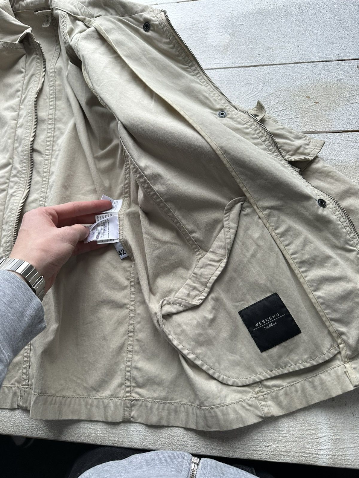 Max Mara × Weekend Max Mara 🚨RARE Max Mara Weekend Jacket beige distress luxury Size M / US 6-8 / IT 42-44 - 11 Thumbnail