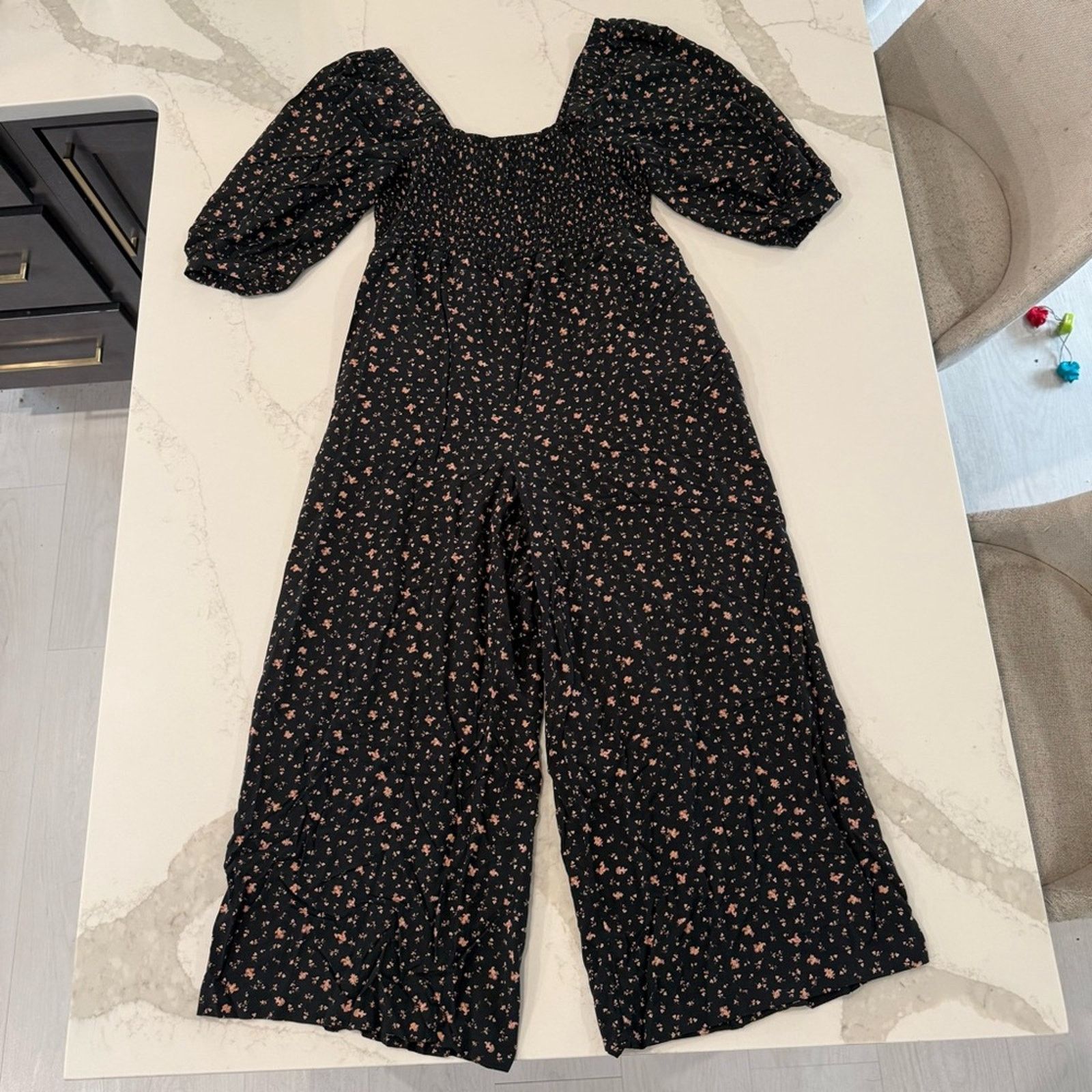 Madewell Madewell Lucie ElbowSleeve Smocked WideLeg Jumpsuit Womens 6 Size 28" / US 6 / IT 42 - 5 Thumbnail
