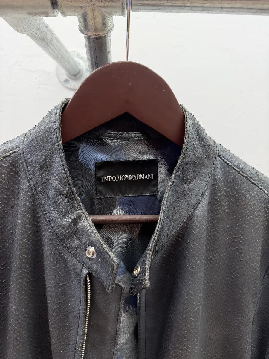Emporio Armani SS2016 Emporio Armani Blue Python Embossed Leather Jacket Size US M / EU 48-50 / 2 - 8 Thumbnail