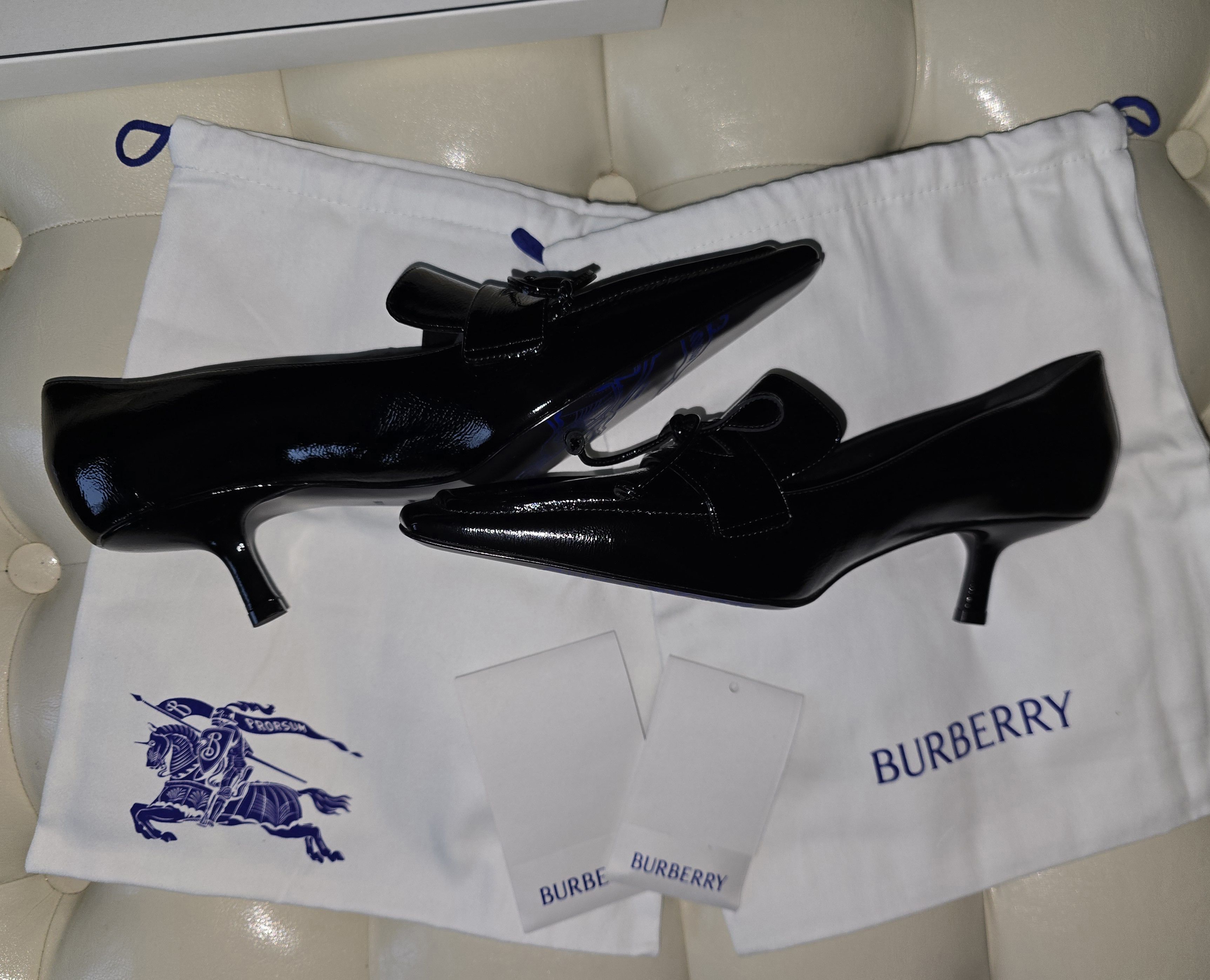 Burberry Burberry Black Leather Sovereign Court Pumps Size US 10.5 / IT 40.5 - 3 Thumbnail