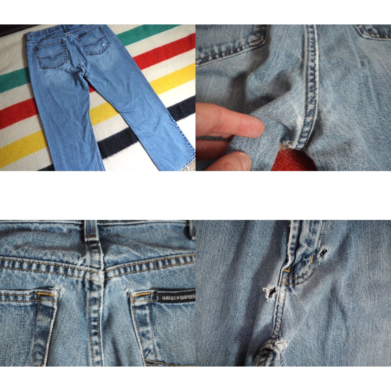 Harley Davidson VINTAGE Harley Davidson Jeans - Denim, 2000s, Grunge Distressed Blue 36x30 Adult Mens Regular Subculture Casual Clothing Size US 36 / EU 52 - 8 Thumbnail
