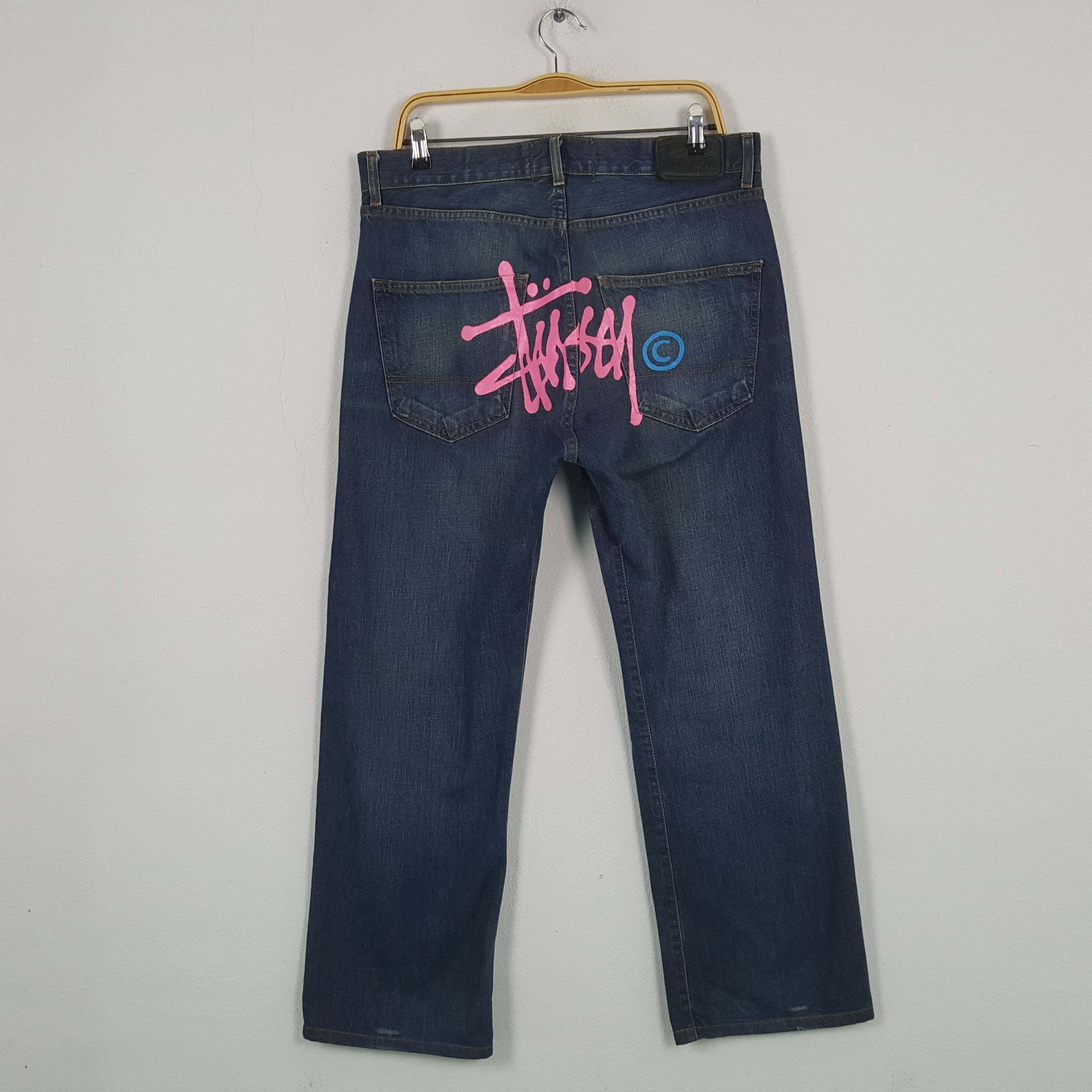 Stussy × Vintage Vintage STUSSY Streetwear Skateboard Style Jeans C297N3 Size US 33 - 1 Thumbnail