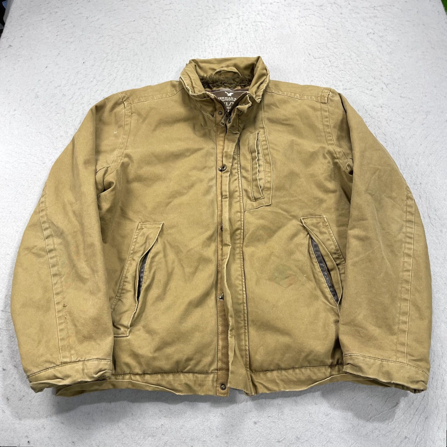American Eagle Outfitters VINTAGE American Eagle Jacket Mens XL Brown Fur Lined Sherpa Bomber Logo Y2K Size US XL / EU 56 / 4 - 2 Thumbnail