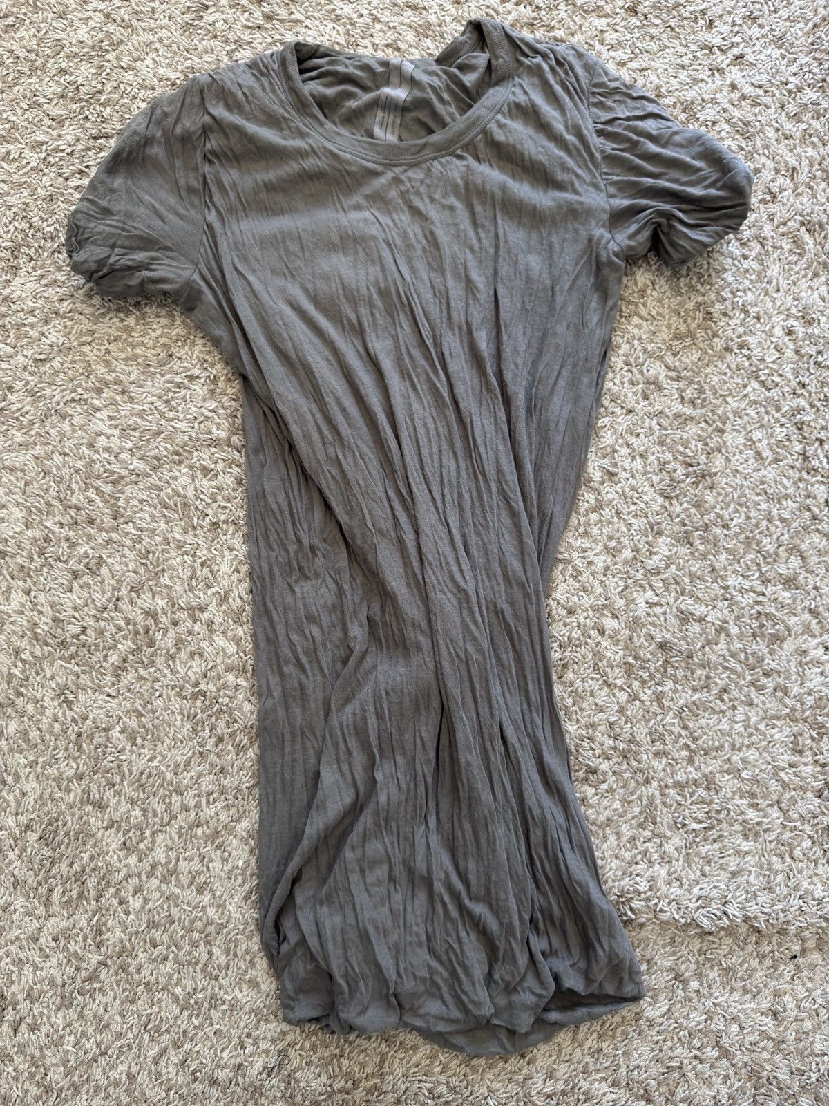Pre-owned Rick Owens Unstable Double Slim-fit Cotton-jersey Dark Dust In Gray