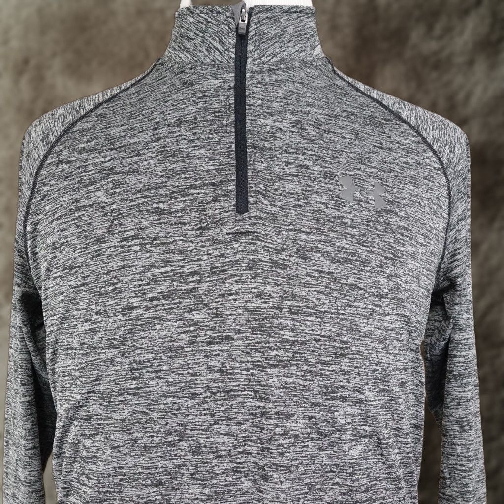 Under Armour Under Armour HeatGear Pullover Mens M Gray Mock Neck 1/4 Zip Long Sleeve Raglan Sleeve Sweatshirt Size US M / EU 48-50 / 2 - 1 Thumbnail