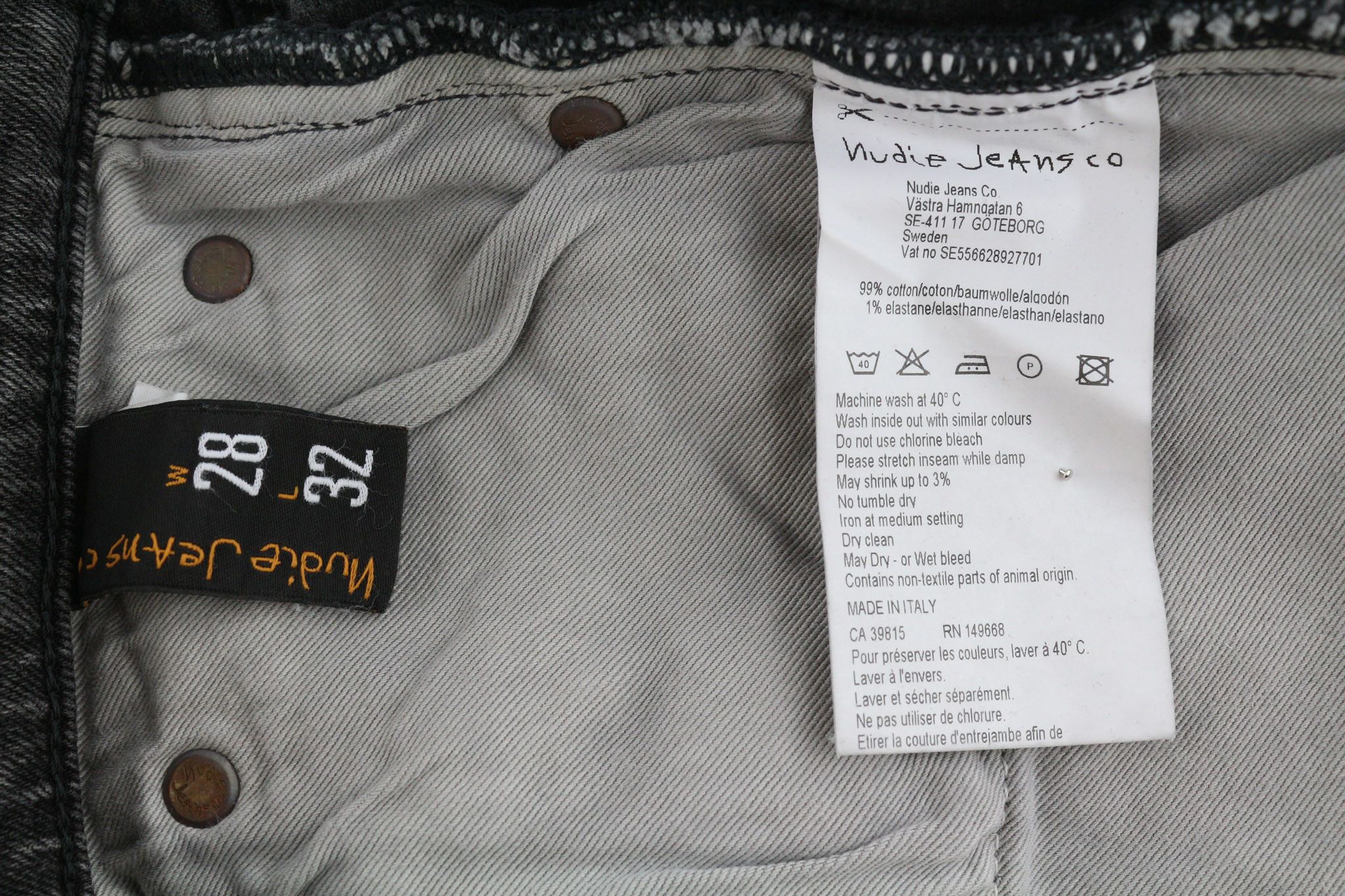 Nudie Jeans PIPE LED W28/L32 Grey Marble Organic Denim Jeans 81631 Size US 28 / EU 44 - 6 Thumbnail
