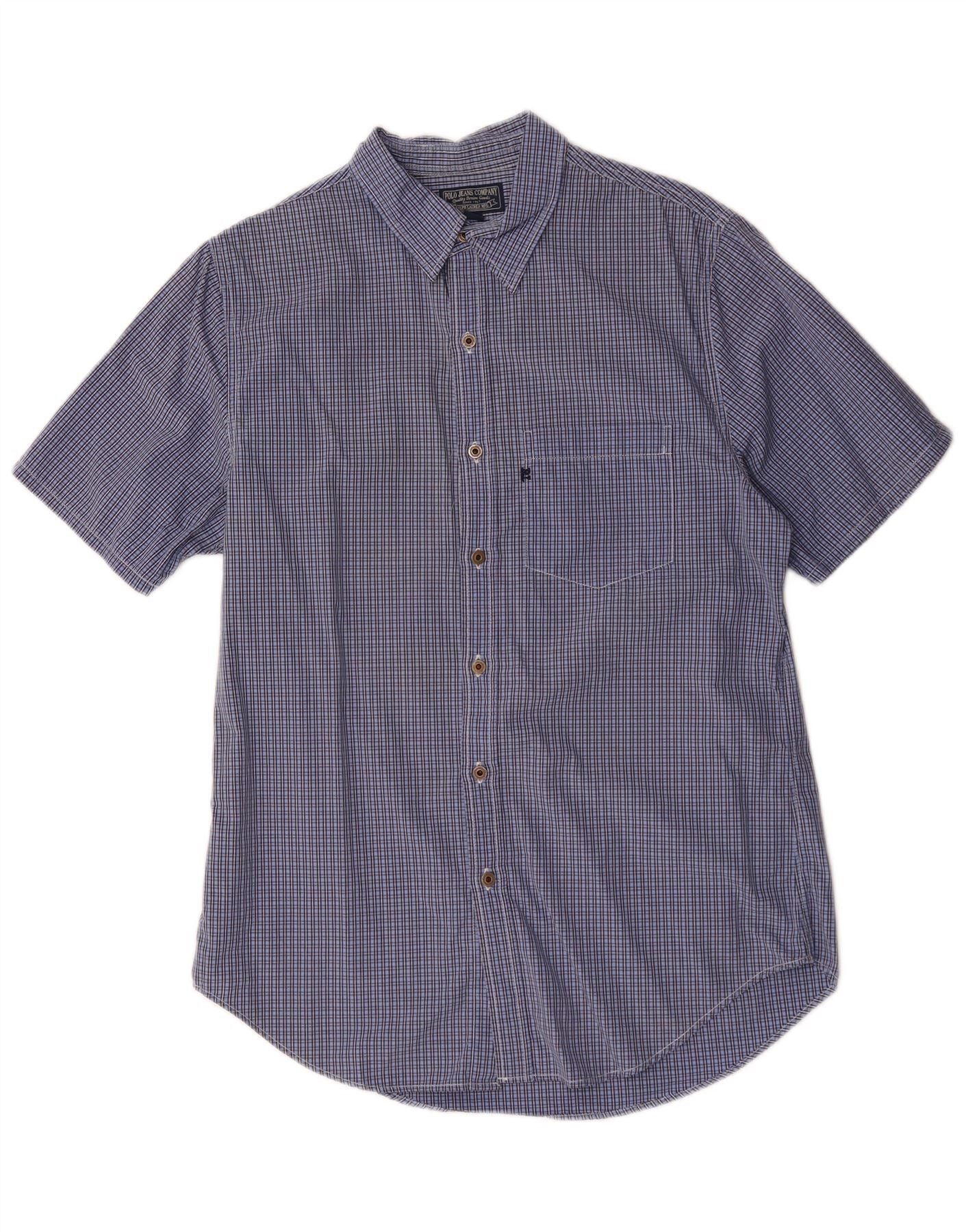 Ralph Lauren Mens Short Sleeve Shirt Medium Blue Check Cotton Size US M / EU 48-50 / 2 - 1 Thumbnail
