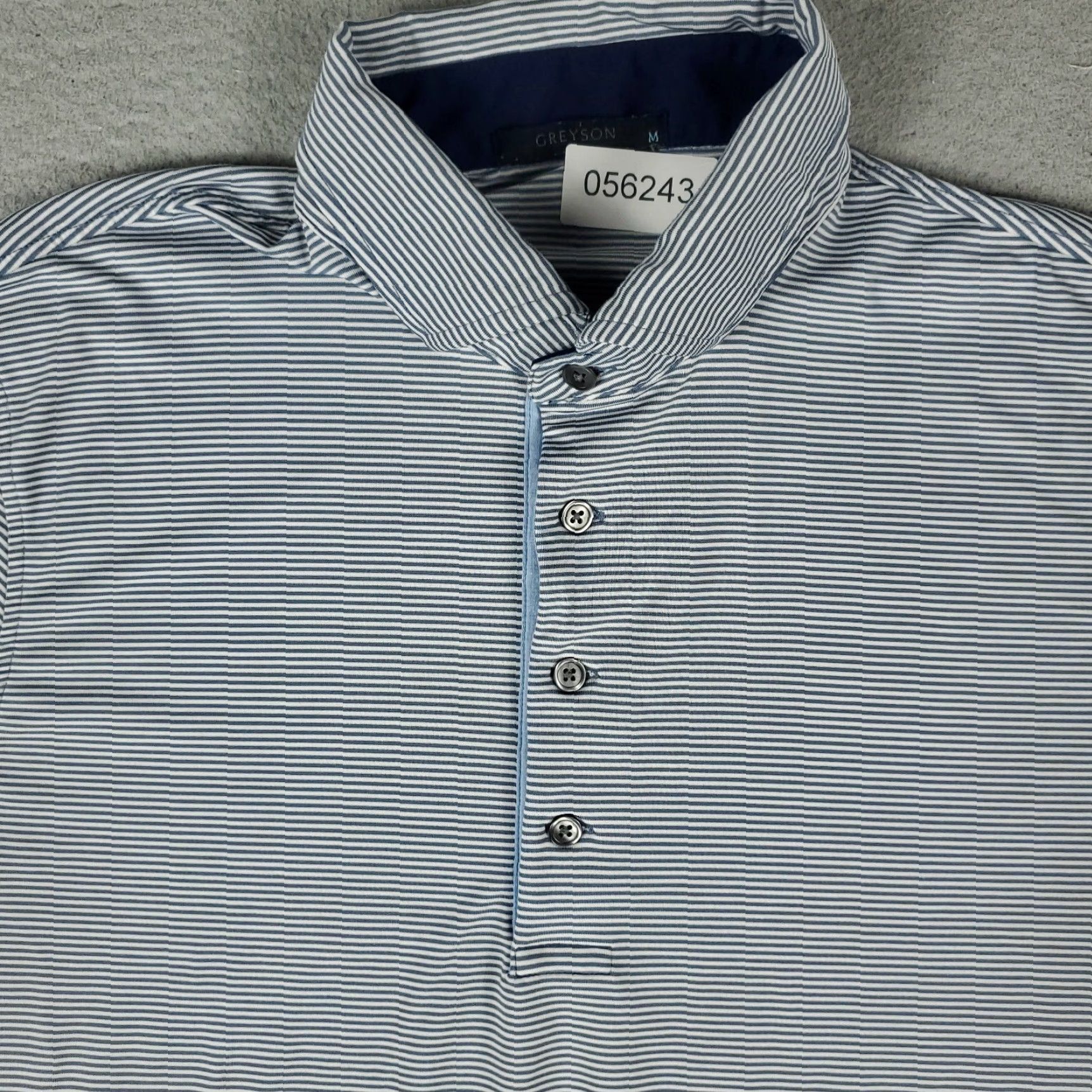 Vintage Greyson Polo Shirt Mens M Blue Gray Striped Wolf Golf Casual Short Sleeve Shirt Polo Mens Size US M / EU 48-50 / 2 - 2 Thumbnail