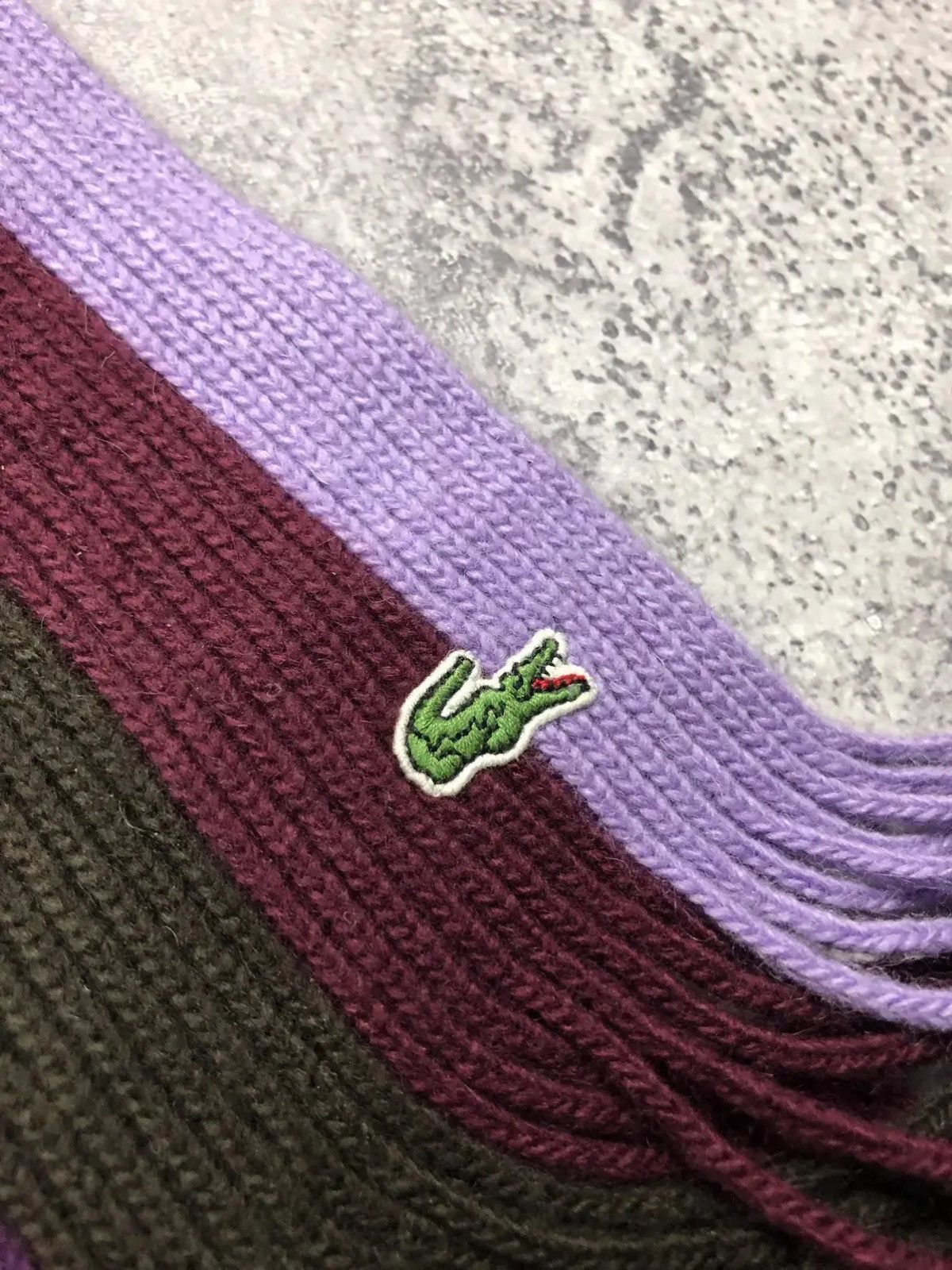 Lacoste LACOSTE Hype Multicolor Y2k Wool Knitted Scarf Streetwear Size ONE SIZE - 5 Thumbnail
