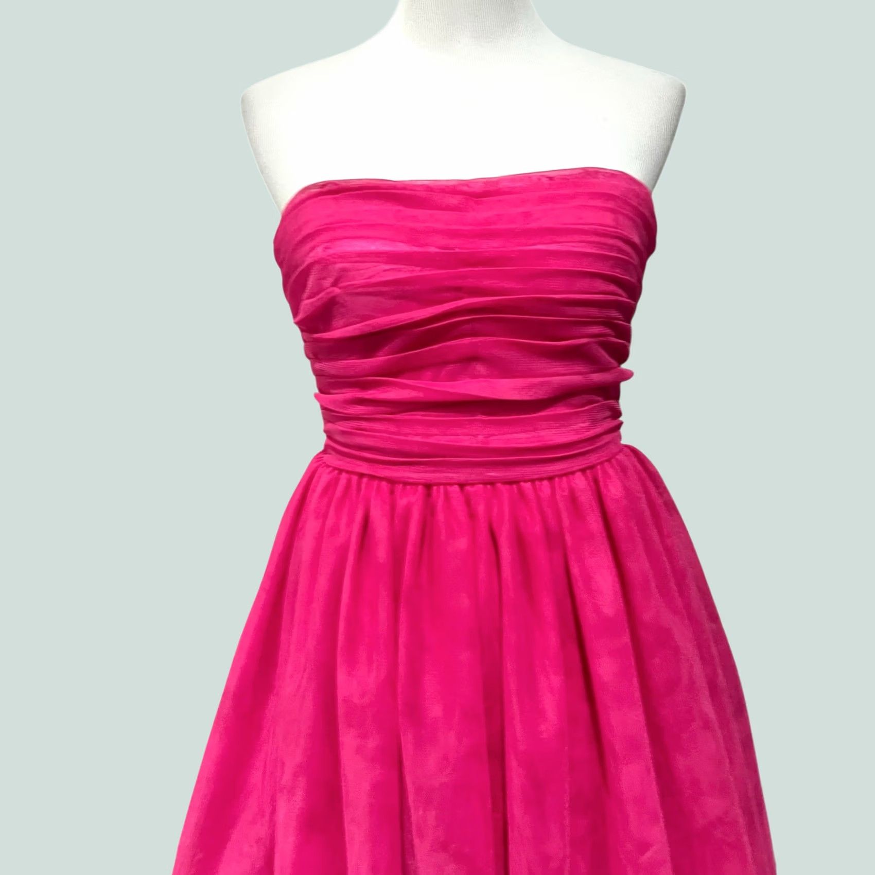 Vintage Dear Moon Hot Pink Tulle Strapless Hi Low Dress Sleeveless Sz 9 Women Formal Party/Cocktail Maxi Dress Size M / US 6-8 / IT 42-44 - 1 Thumbnail