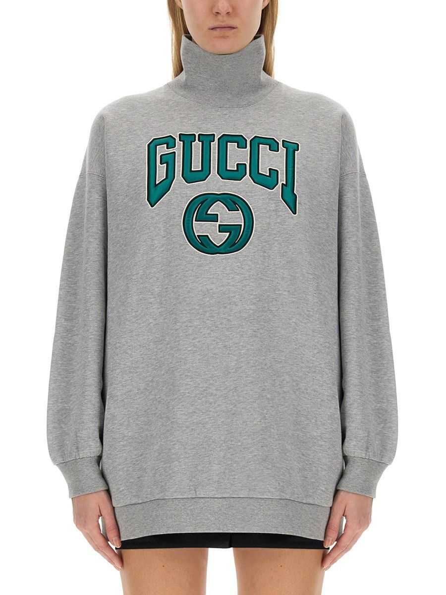 Gucci GUCCI SWEATSHIRT WITH EMBROIDERY - GREY Size XS / US 0-2 / IT 36-38 - 1 Thumbnail