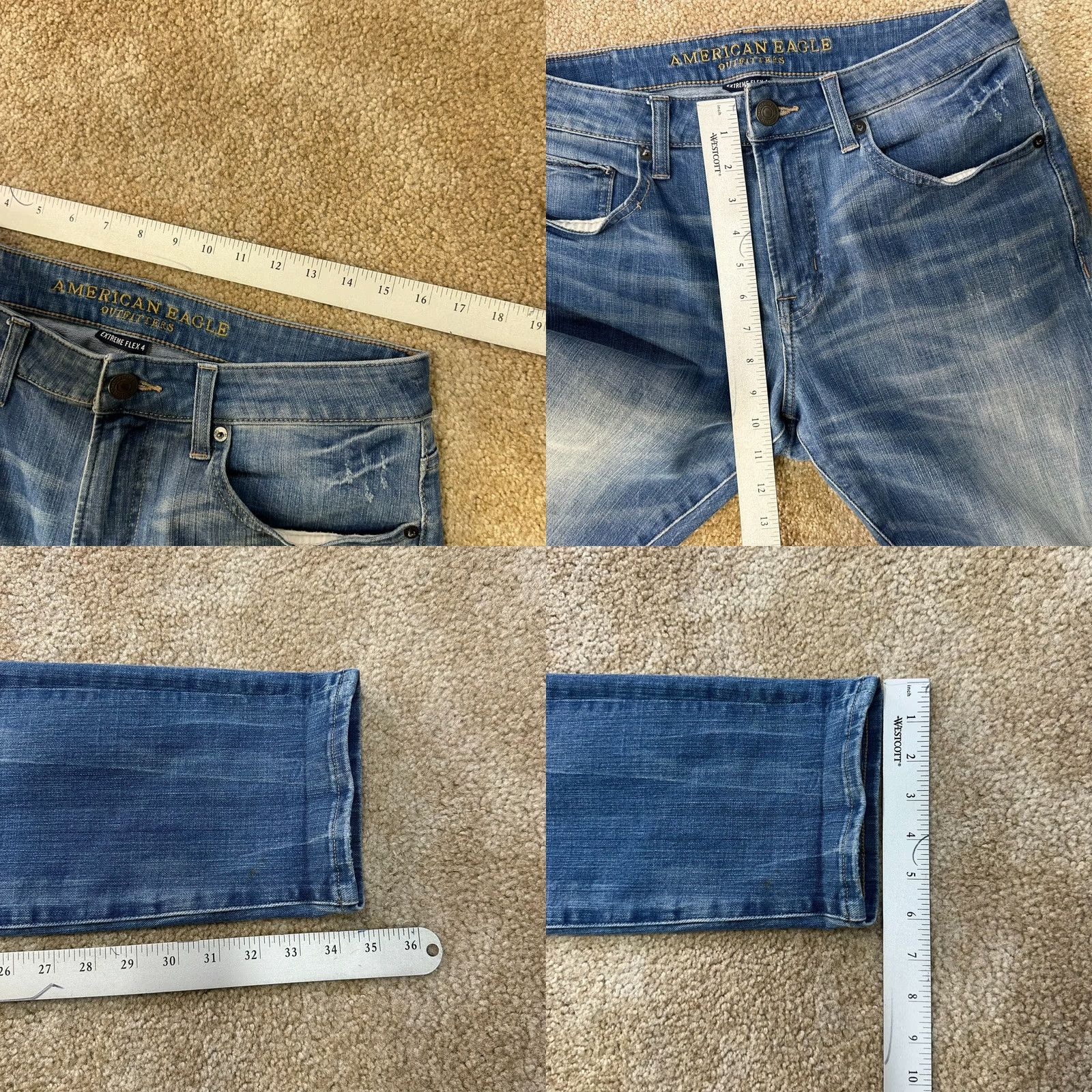 American Eagle Outfitters American Eagle Outfitters Slim Jeans Men's 32x34 Blue Denim Distressed Modern 5-Pocket Belt Loops Cotton Blend Slim Straight Classic Casual Jeans Size US 32 / EU 48 - 8 Thumbnail