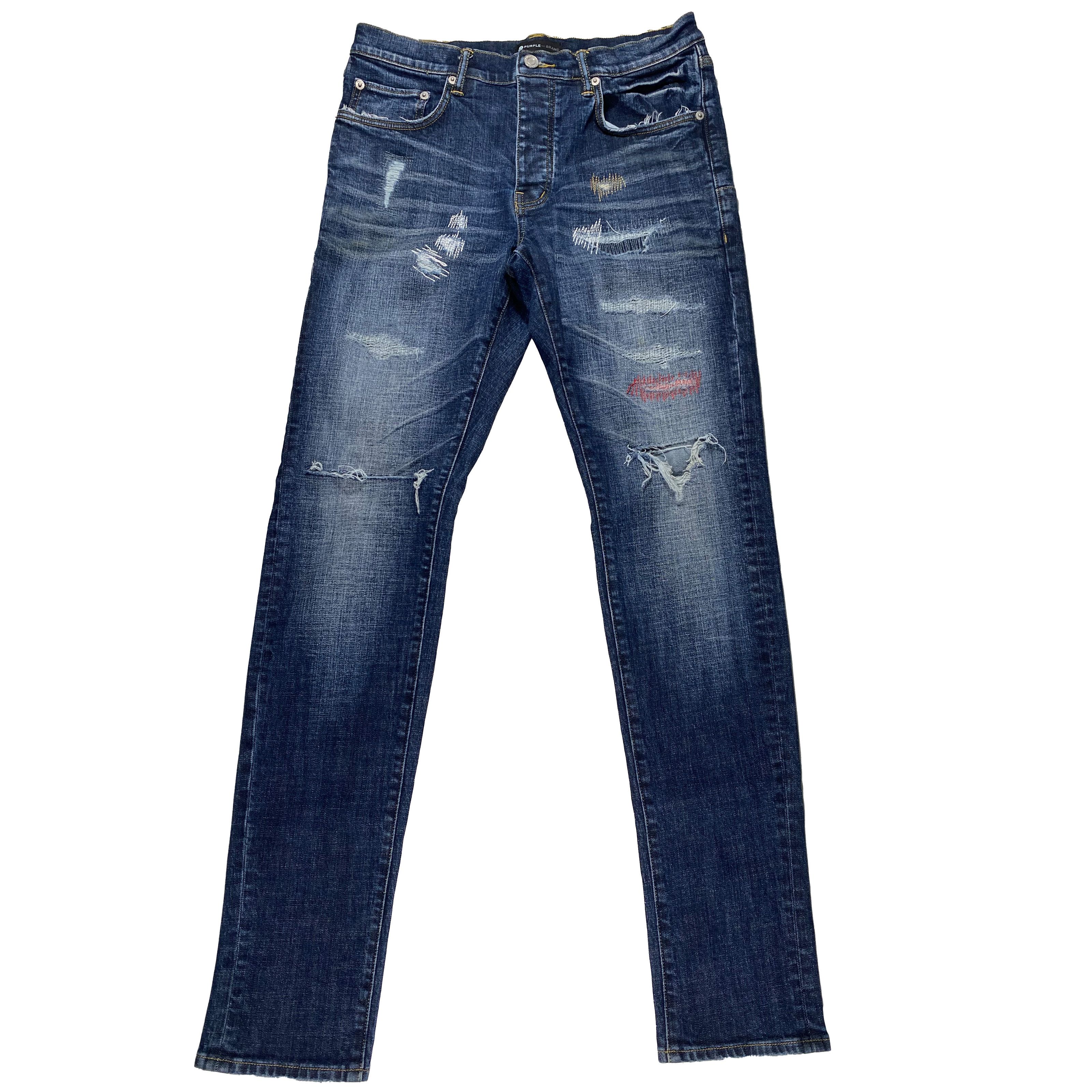 Purple Brand Purple Jeans P001 Pre Distressed Dark Denim Size 32x34 Size US 32 / EU 48 - 1 Thumbnail