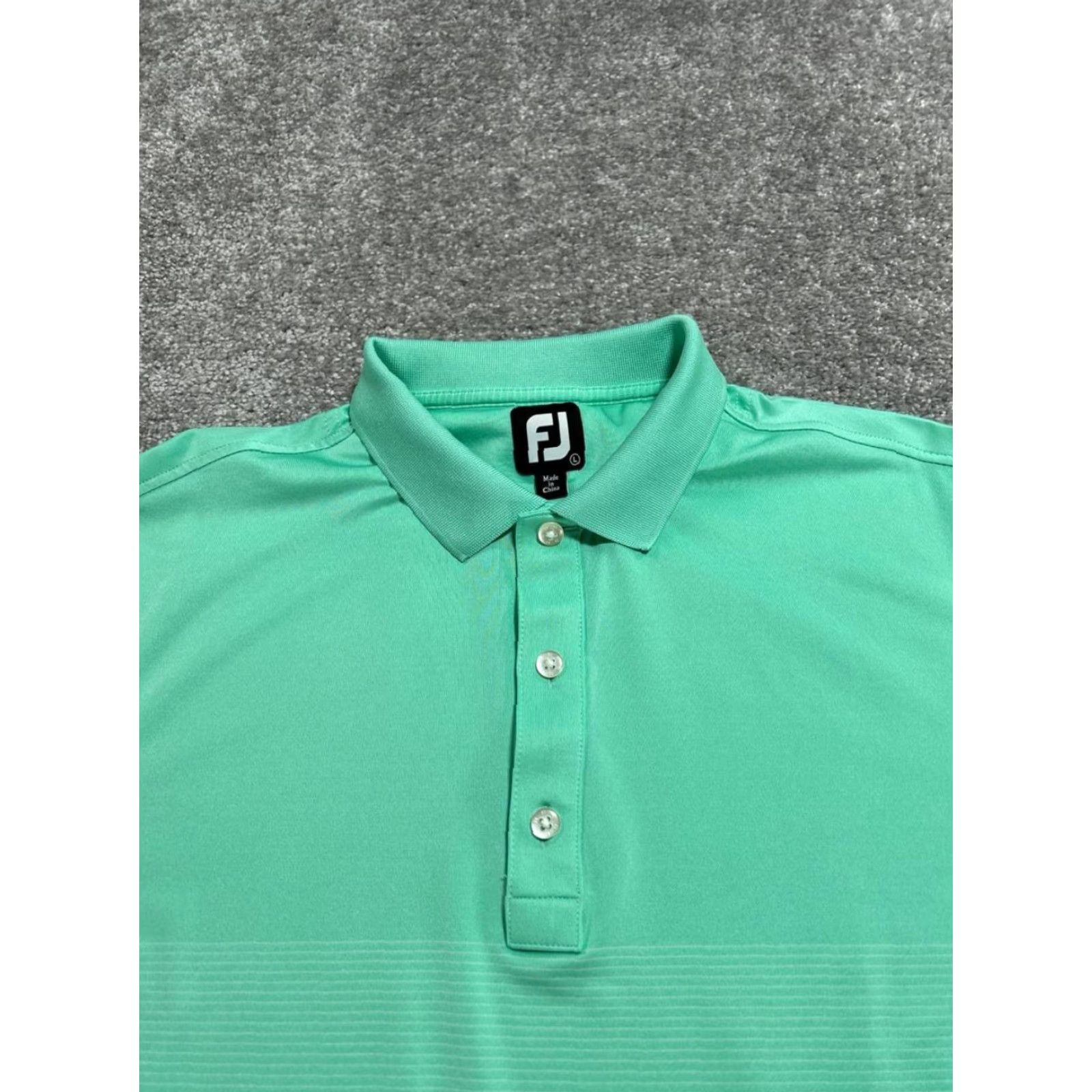 Footjoy FootJoy Polo Shirt Mens Large Green Striped Lisle Logo Breathable Stretch Casual Golf Shirt Size US L / EU 52-54 / 3 - 3 Thumbnail