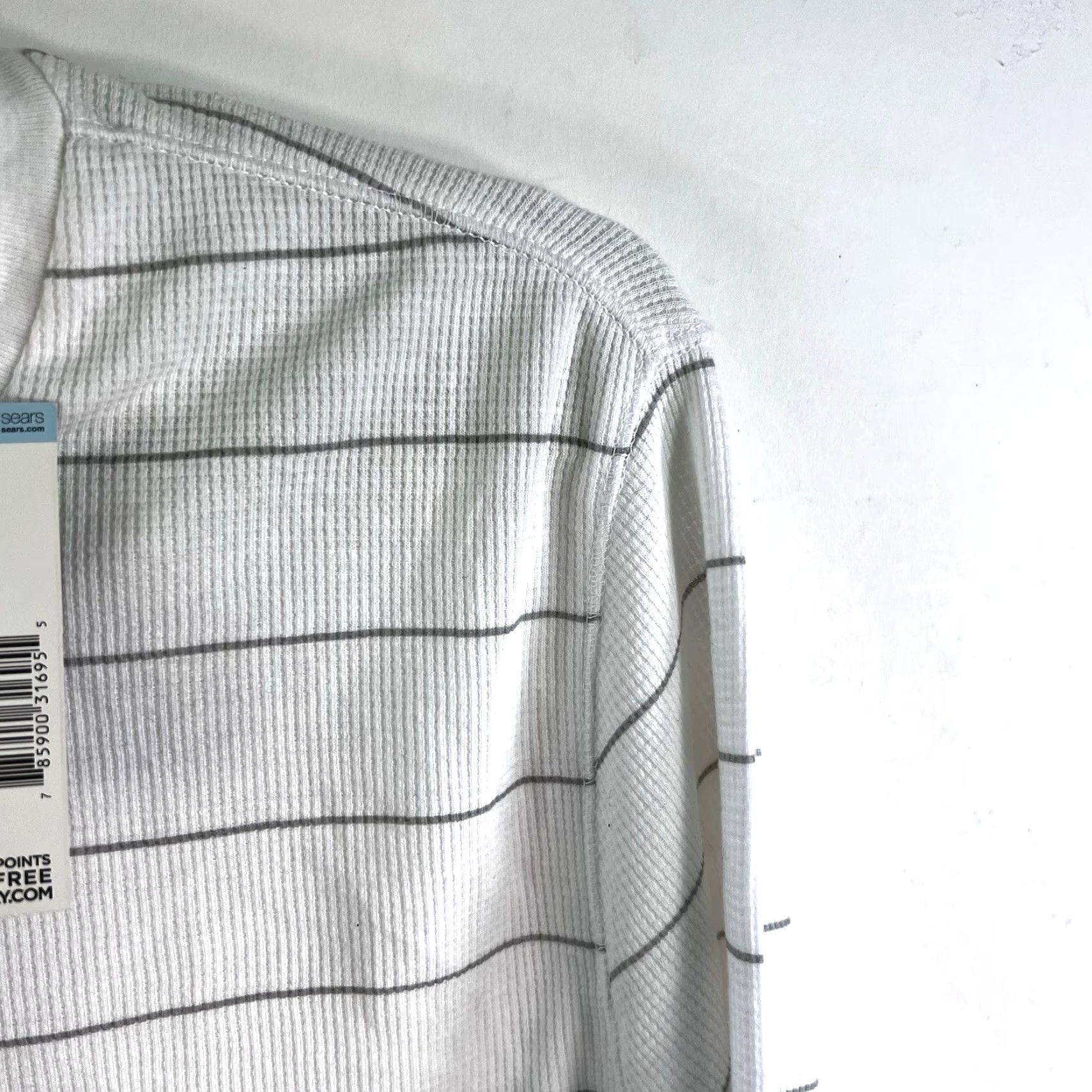 Vintage Structure Shirt Adult M White Striped Thermal Long Sleeve Crew Neck Cotton Blend Mens Size US M / EU 48-50 / 2 - 2 Thumbnail