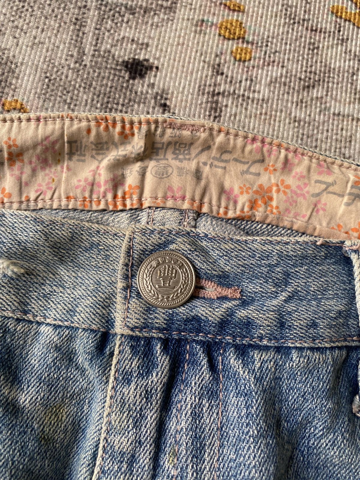 Japanese Brand Japanese Traditional Design Dragons Print Blue Faded Denim Size US 35 - 17 Thumbnail