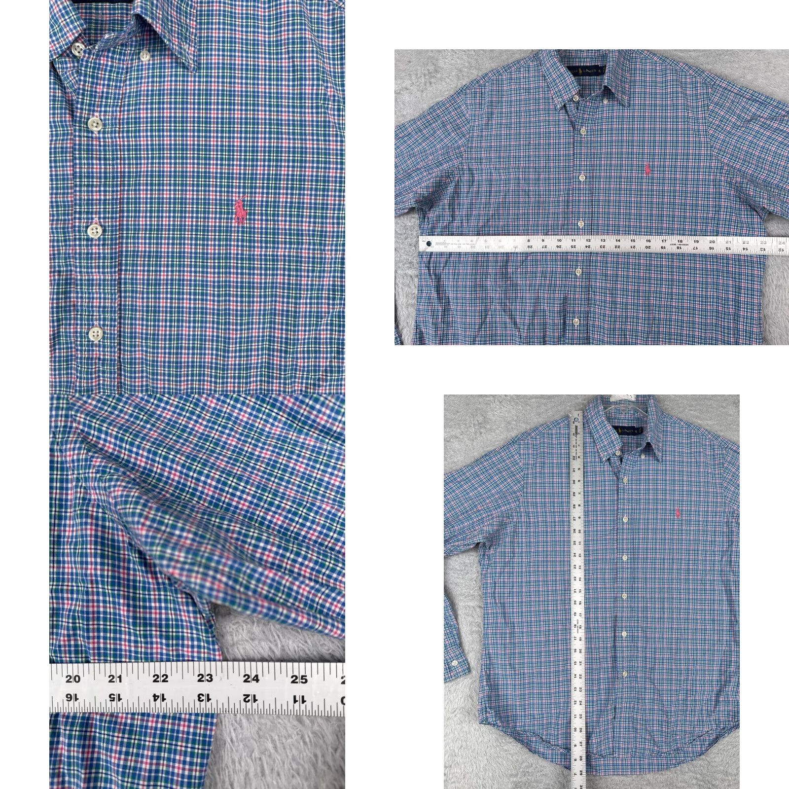 Polo Ralph Lauren VINTAGE Polo Ralph Lauren Shirt Men XL Blue Plaid Button-Up Cotton Long Sleeve Casual Workwear 90s Camping Outdoor American Mens Size US XL / EU 56 / 4 - 8 Thumbnail