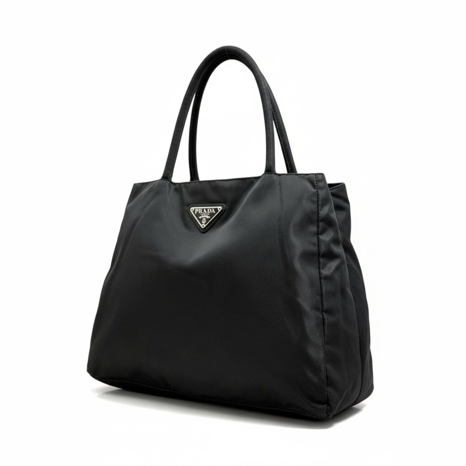 Prada Prada - Black Nylon Handbag with Logo Plaque Size ONE SIZE - 1 Thumbnail