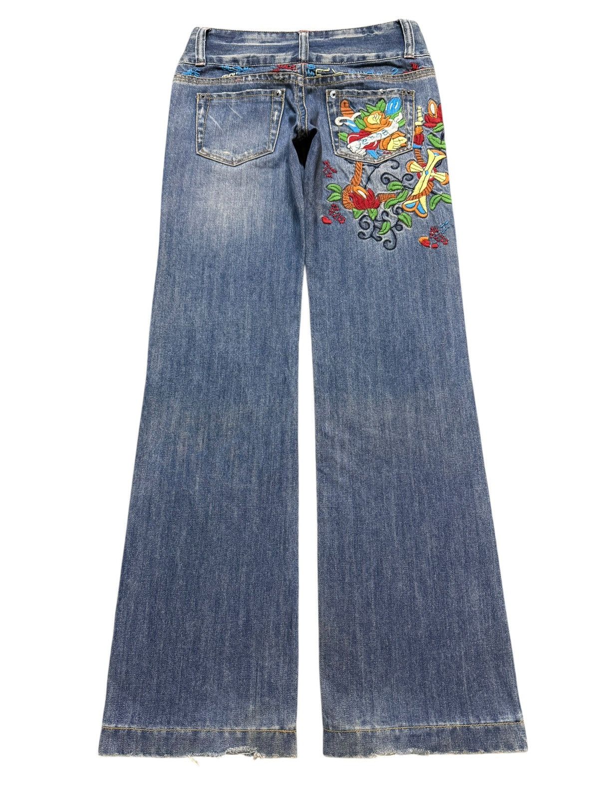 Hysteric Glamour Vintage Japanese Brand Embroidered Ed Hardy Inspired Flare Size 28" / US 6 / IT 42 - 2 Thumbnail