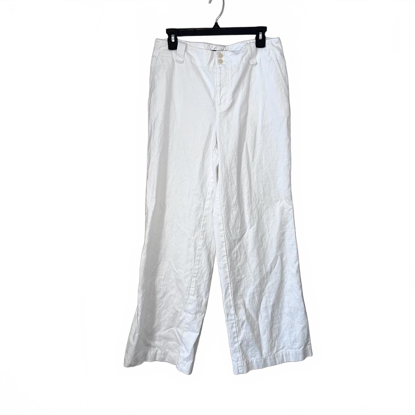 Lauren Ralph Lauren LRL Wide Leg Pants Jeans Linen Cotton White Size 8 Size 30" / US 8 / IT 44 - 2 Thumbnail