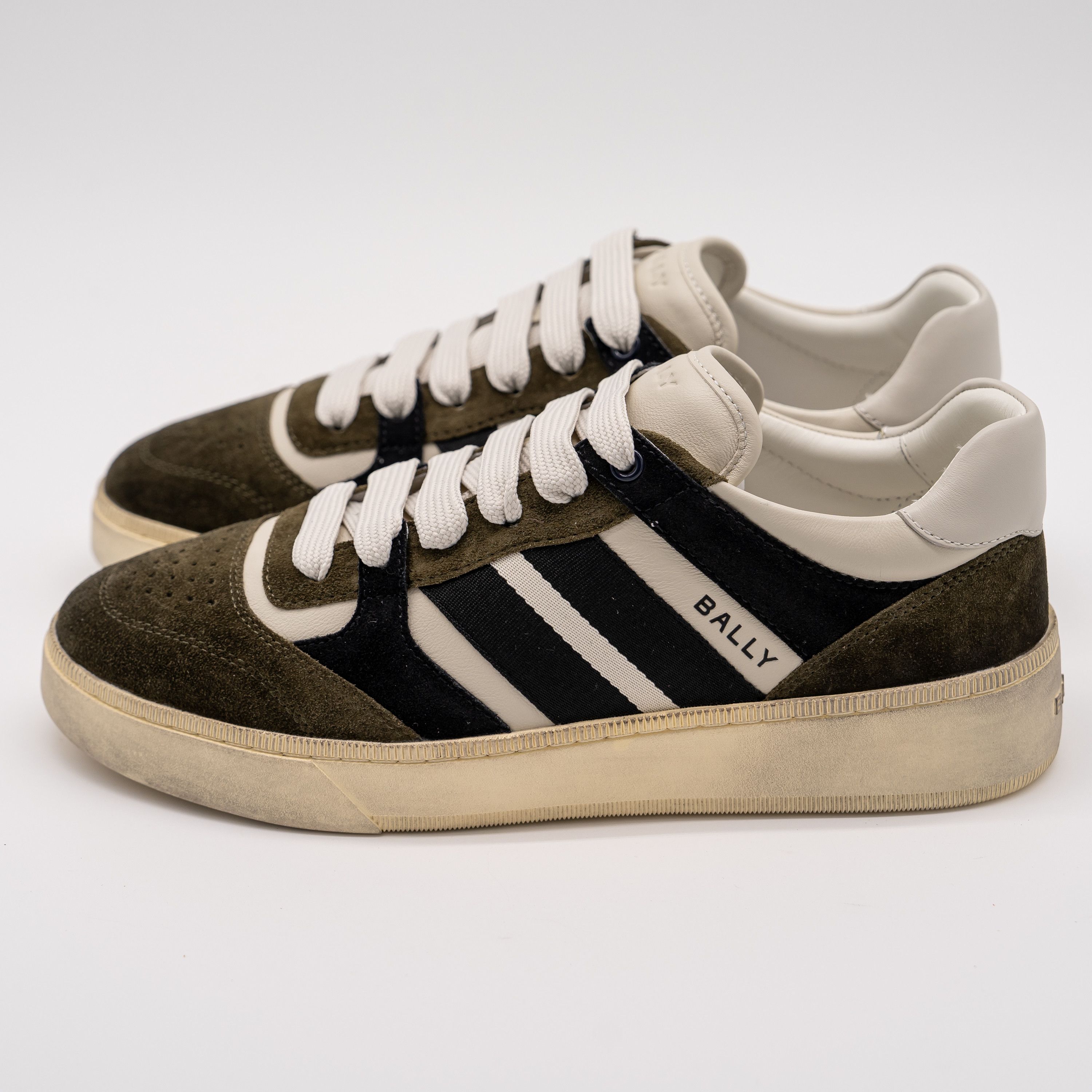 Bally 10.5 Bally Rebby Olive Black White Green Suede Sneakers 9 Size US 10.5 / EU 43-44 - 4 Thumbnail