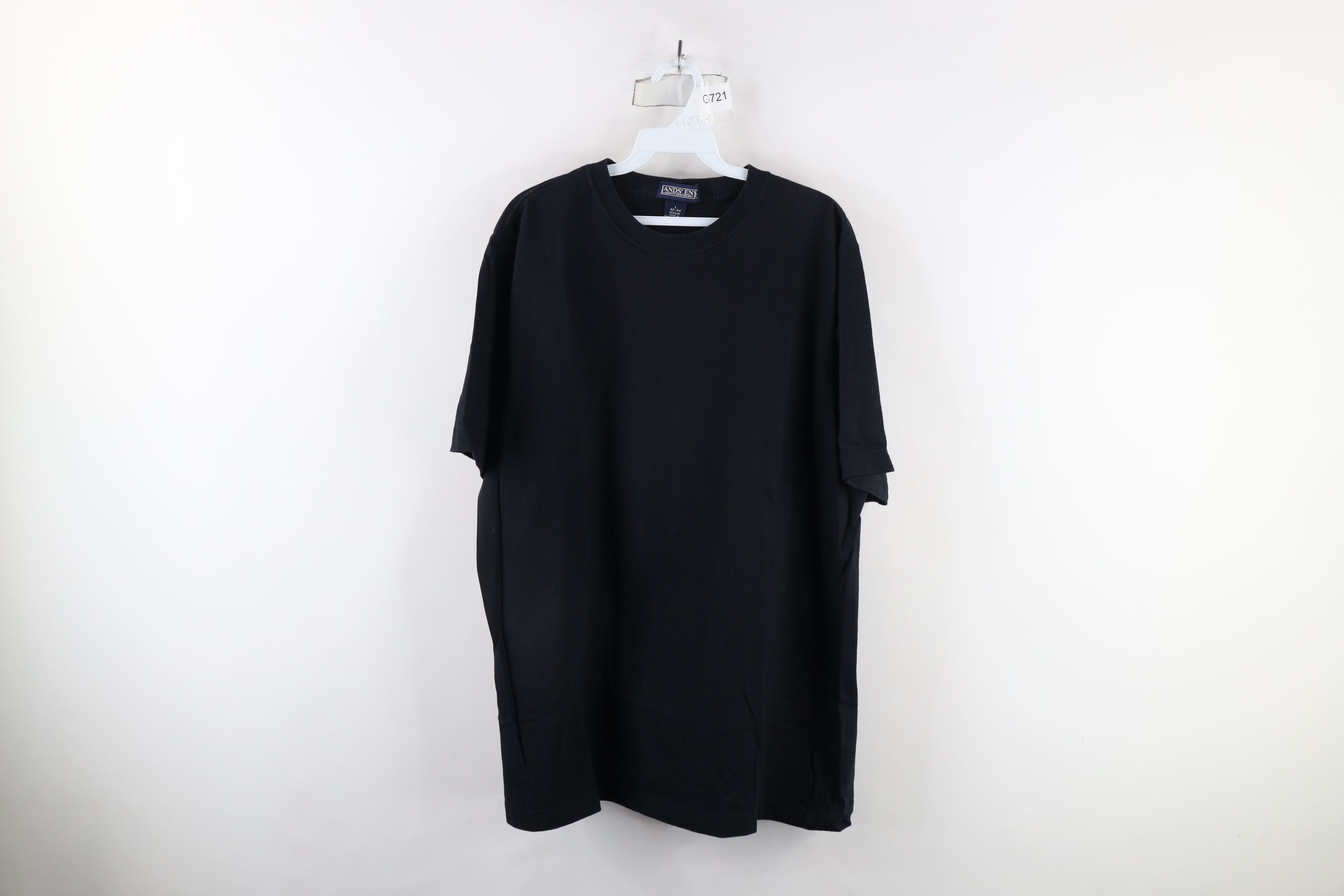 Lands' End × Vintage Vintage 90s Lands End Blank Heavyweight T-Shirt Black Cotton Size US L / EU 52-54 / 3 - 1 Thumbnail