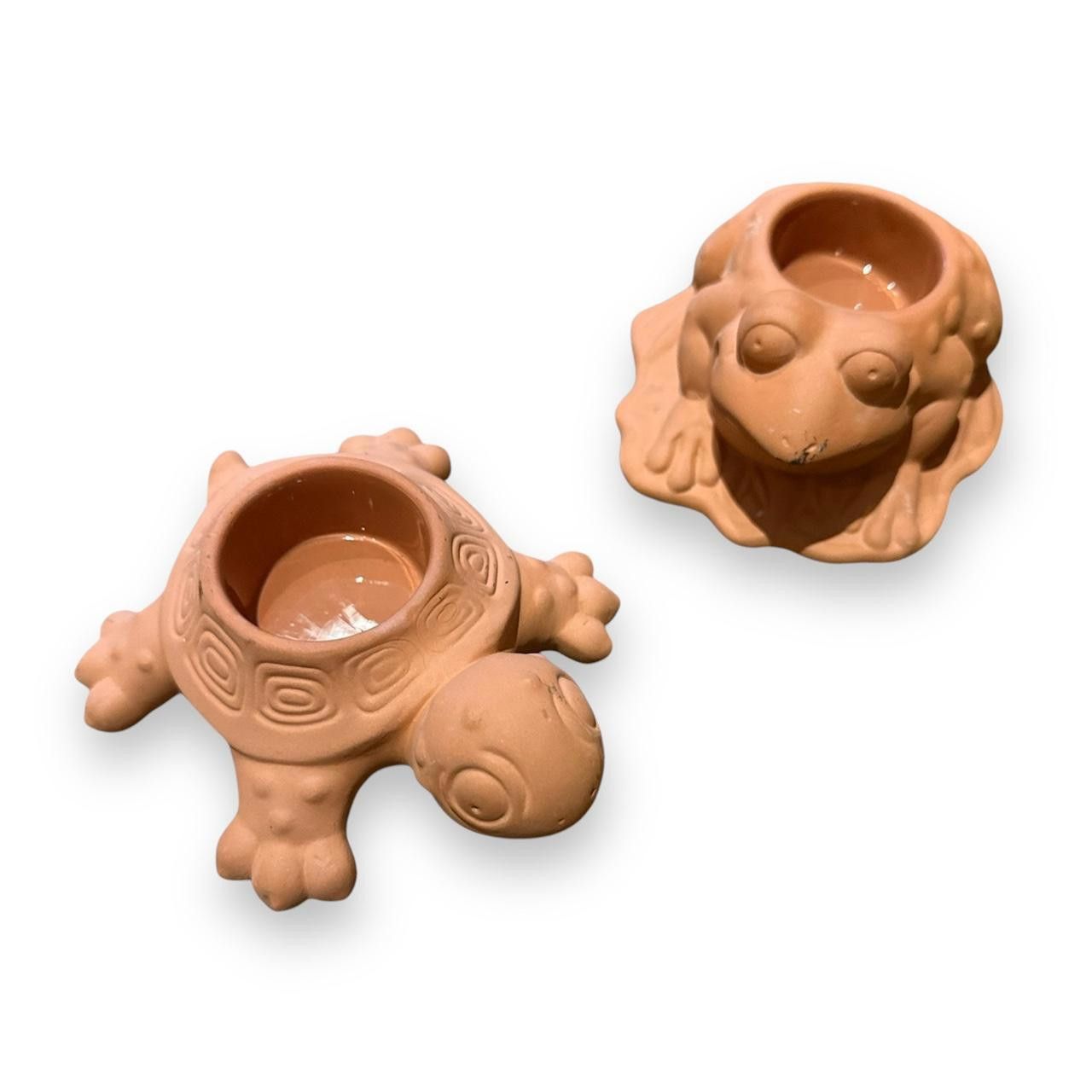 Designer Set of 2 Terracotta Mini Planters/Tea Light Holders Size ONE SIZE - 1 Thumbnail