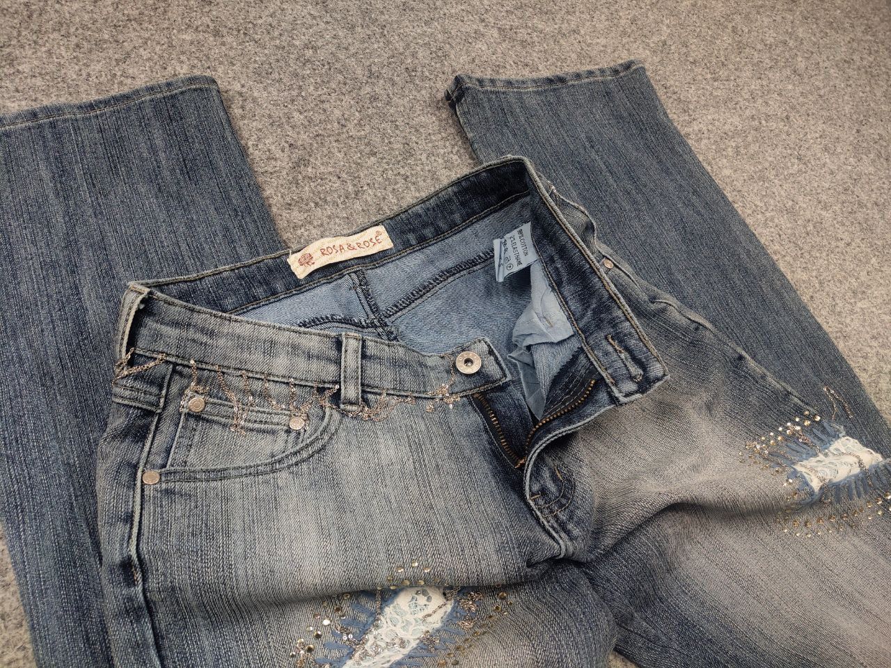 If Six Was Nine Rosa & Rose vintage Y2K Style Faded denim Flared Jeans LGB Size 28" / US 6 / IT 42 - 15 Thumbnail