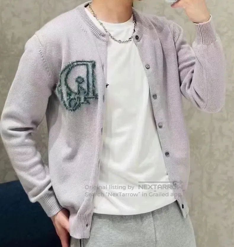 Dior Dior Purple logo embroidered cashmere round neck single-br Size US XS / EU 42 / 0 - 8 Thumbnail