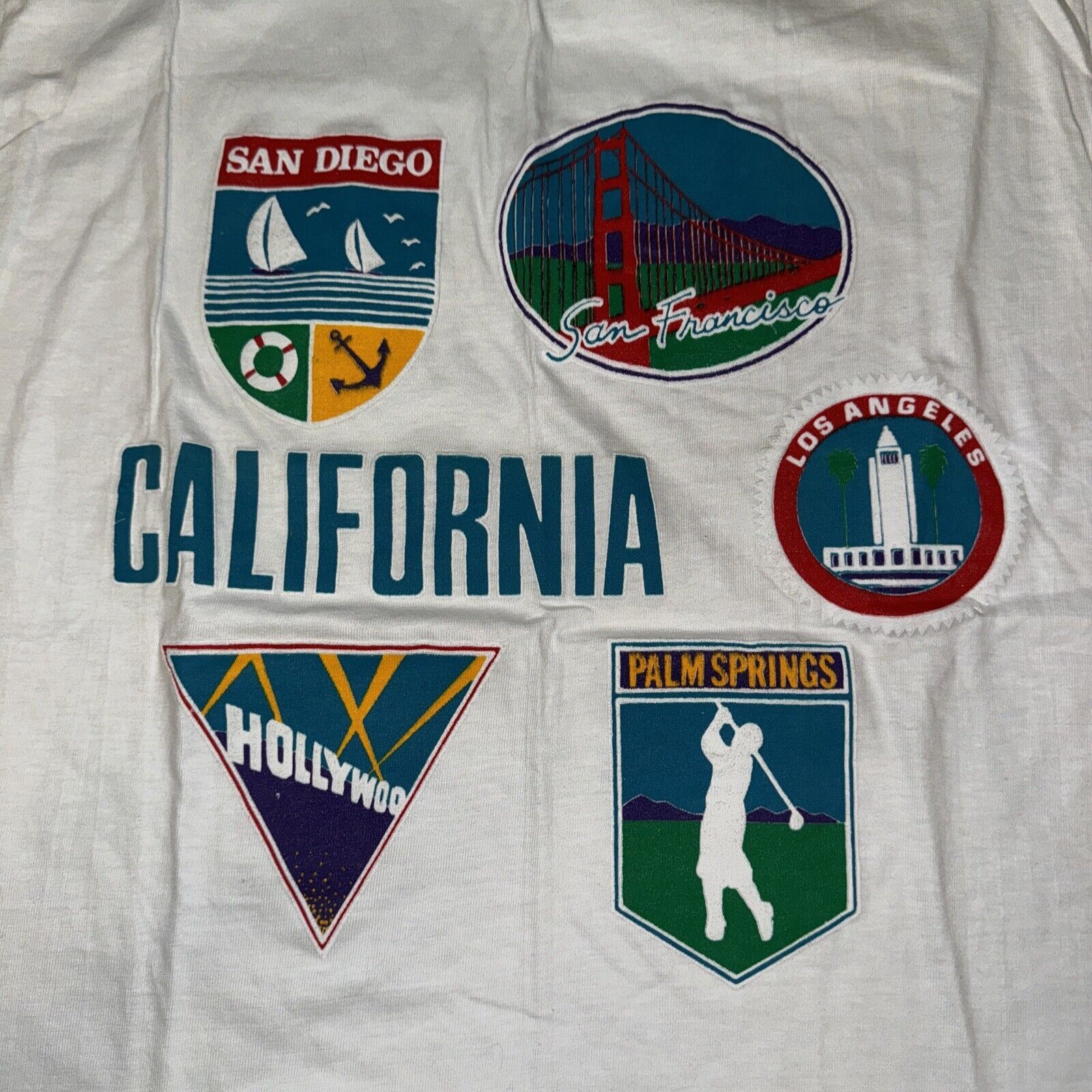 Band Tees × Vintage Vintage Single Stitch California T-Shirt White S 17x25 Big T Size US S / EU 44-46 / 1 - 2 Thumbnail