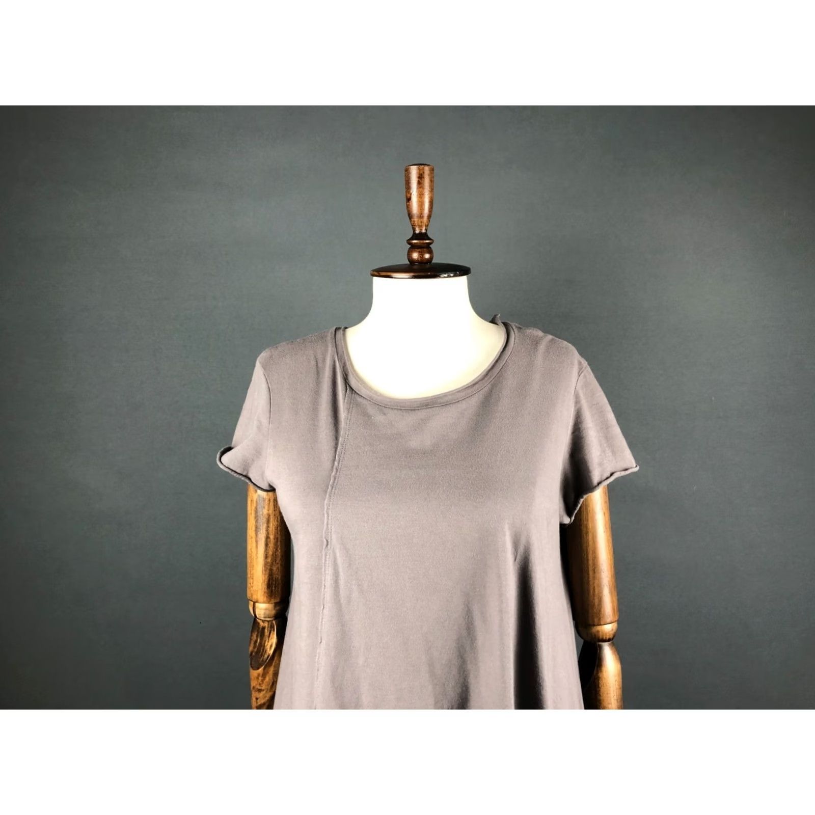 Vintage Studio B3 Women's Blouse Size EU 32/US 32 Brown Cotton Short Sleeve Layered Asymmetric Tourniquet? (Remove) Size XXS / US 00 / IT 34 - 5 Thumbnail