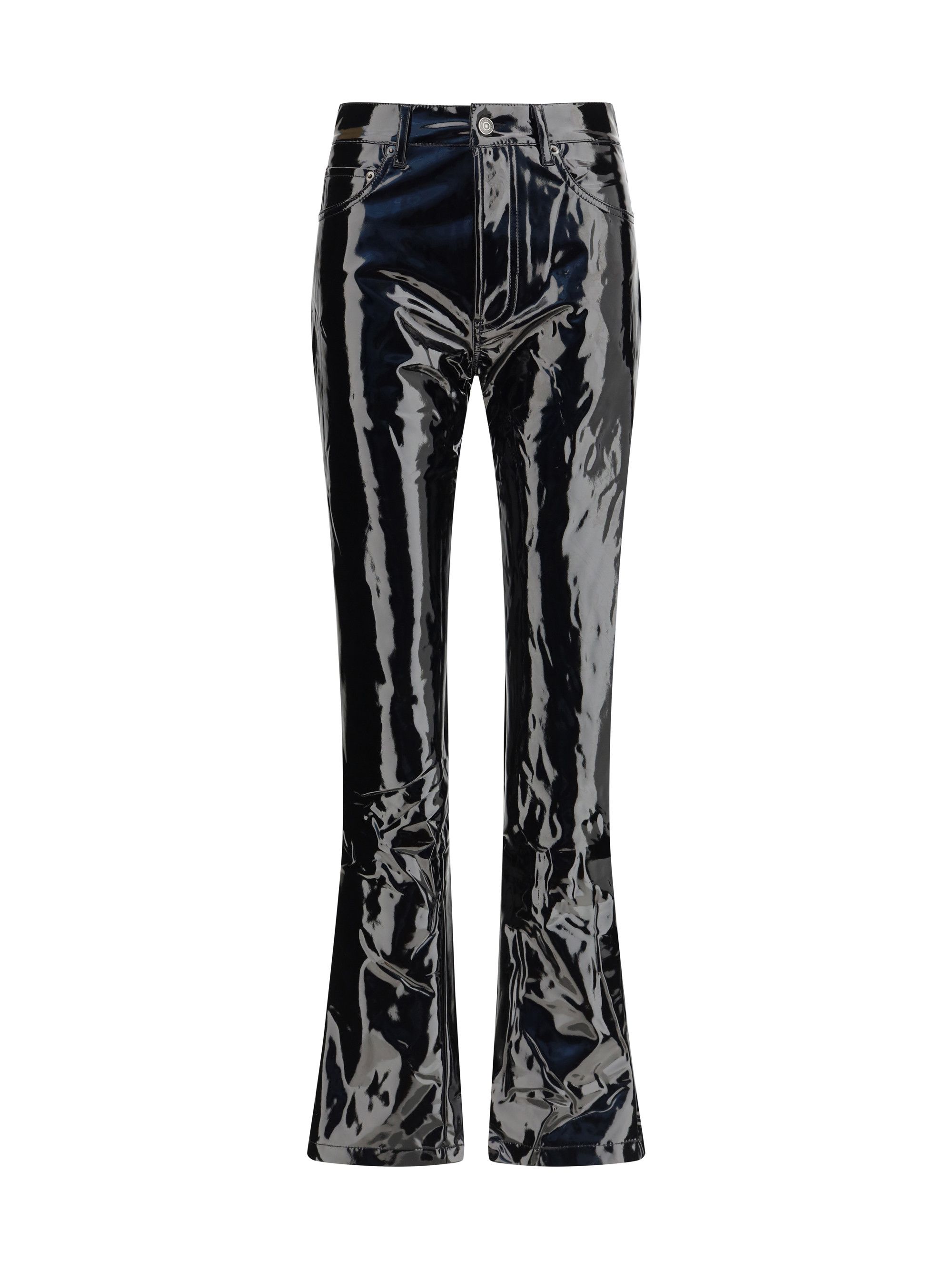 Fiorucci Straight Fit Vinyl Trousers Size 26" / US 2 / IT 38 - 1 Thumbnail