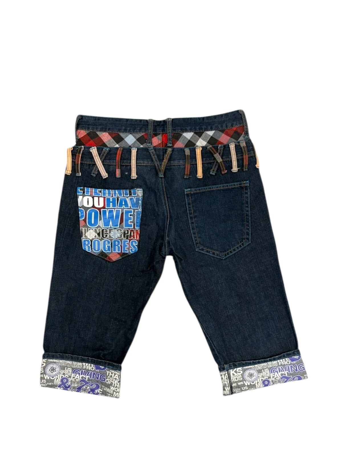 Japanese Brand Japanese brand navy embroided three quarter jeans jorts Size US 32 / EU 48 - 2 Thumbnail