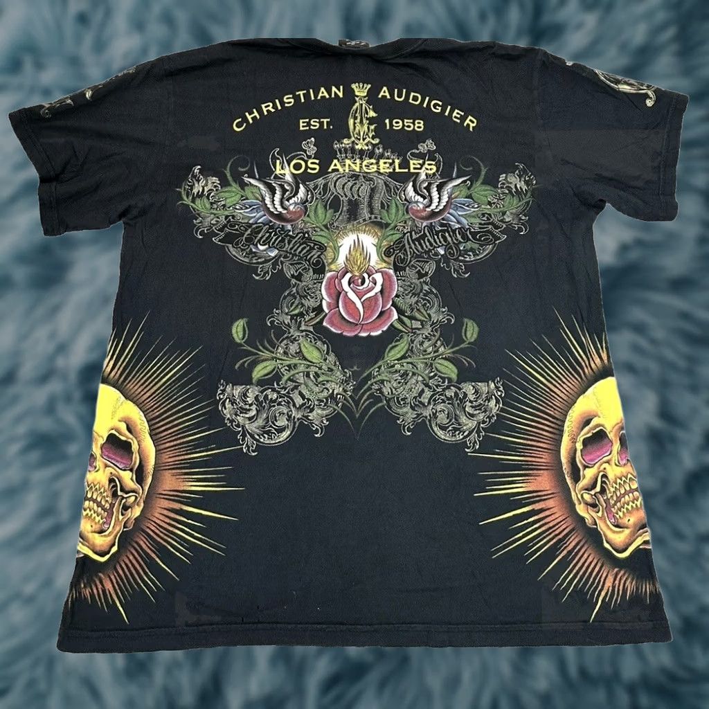 Vintage VINTAGE Christian Audigier Ed Hardy Shirt Men’s 2XL Black Crew Neck Short Sleeve Graphic Print Rose Tattoo Y2K Streetwear Size US XXL / EU 58 / 5 - 1 Thumbnail