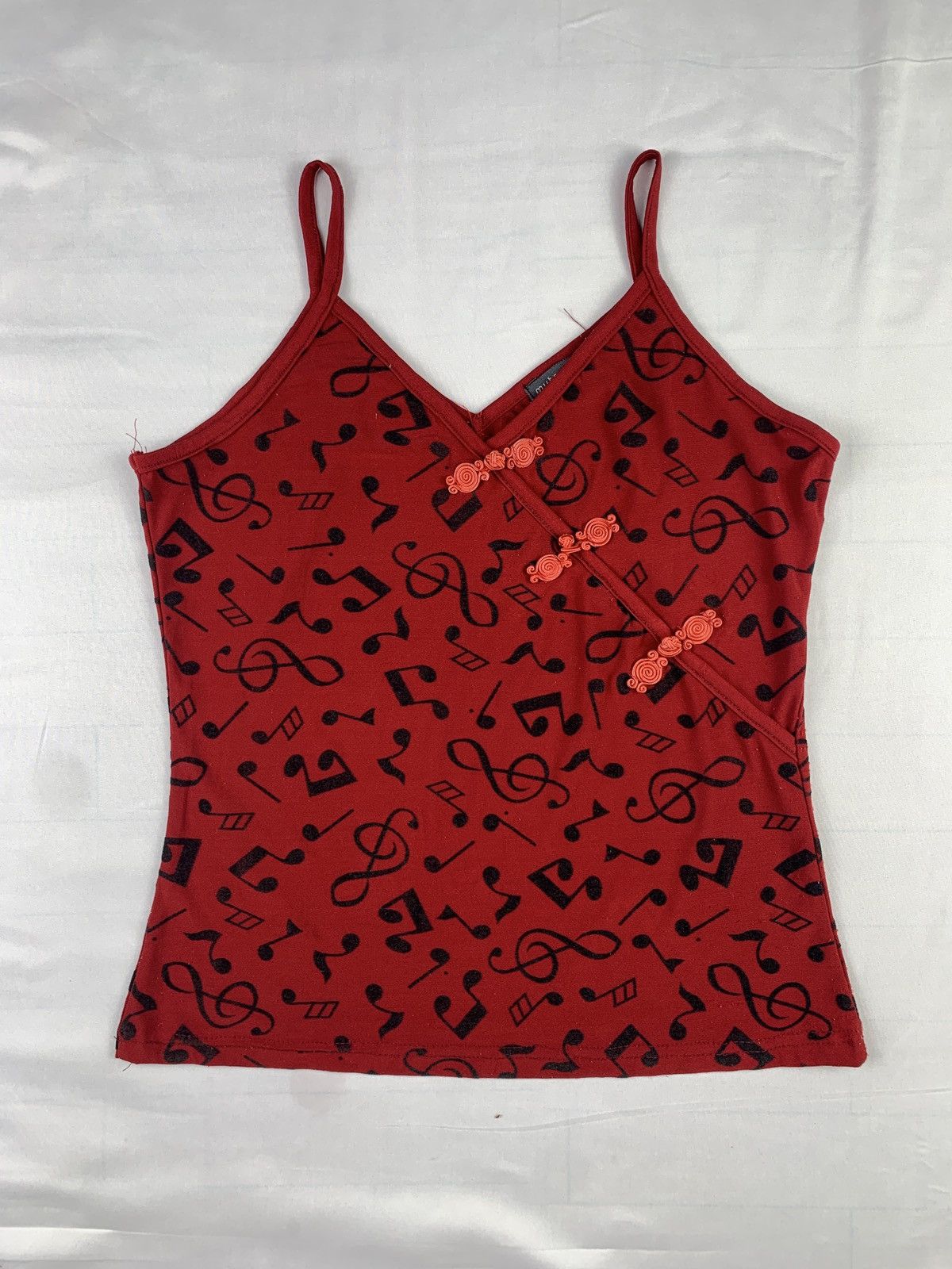 Japanese Brand y2k Mutan Ladies Knotted Button Note Bar Velvet Tank Top Size S / US 4 / IT 40 - 1 Thumbnail