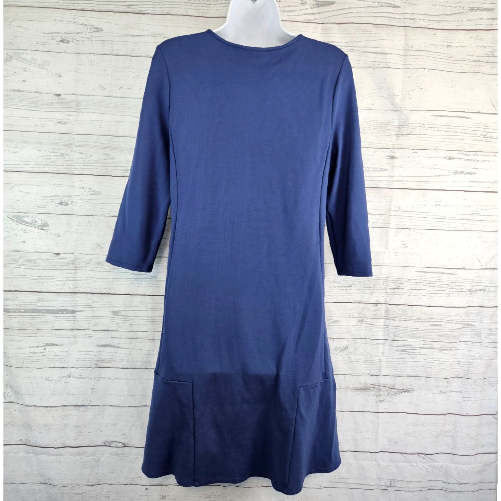 J. Jill J Jill Dress Womens Sz Medium Petite Solid Blue 3/4 Sleeve Ponte Size M / US 6-8 / IT 42-44 - 3 Thumbnail