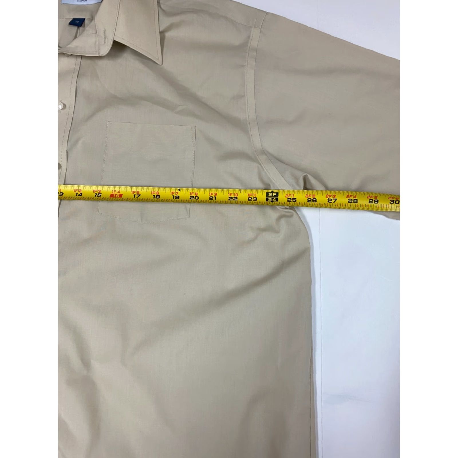 Bill Blass Bill Blass Mens Shirt 18 Beige Button-Down Short Sleeve Knit Cotton Regular with Logo Size US XXL / EU 58 / 5 - 6 Thumbnail