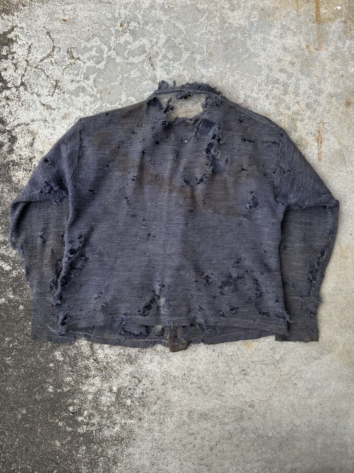 Vintage 1920s Trashed Dirty Zombified Wool Knitted Distress Cardigan Size US M / EU 48-50 / 2 - 2 Thumbnail