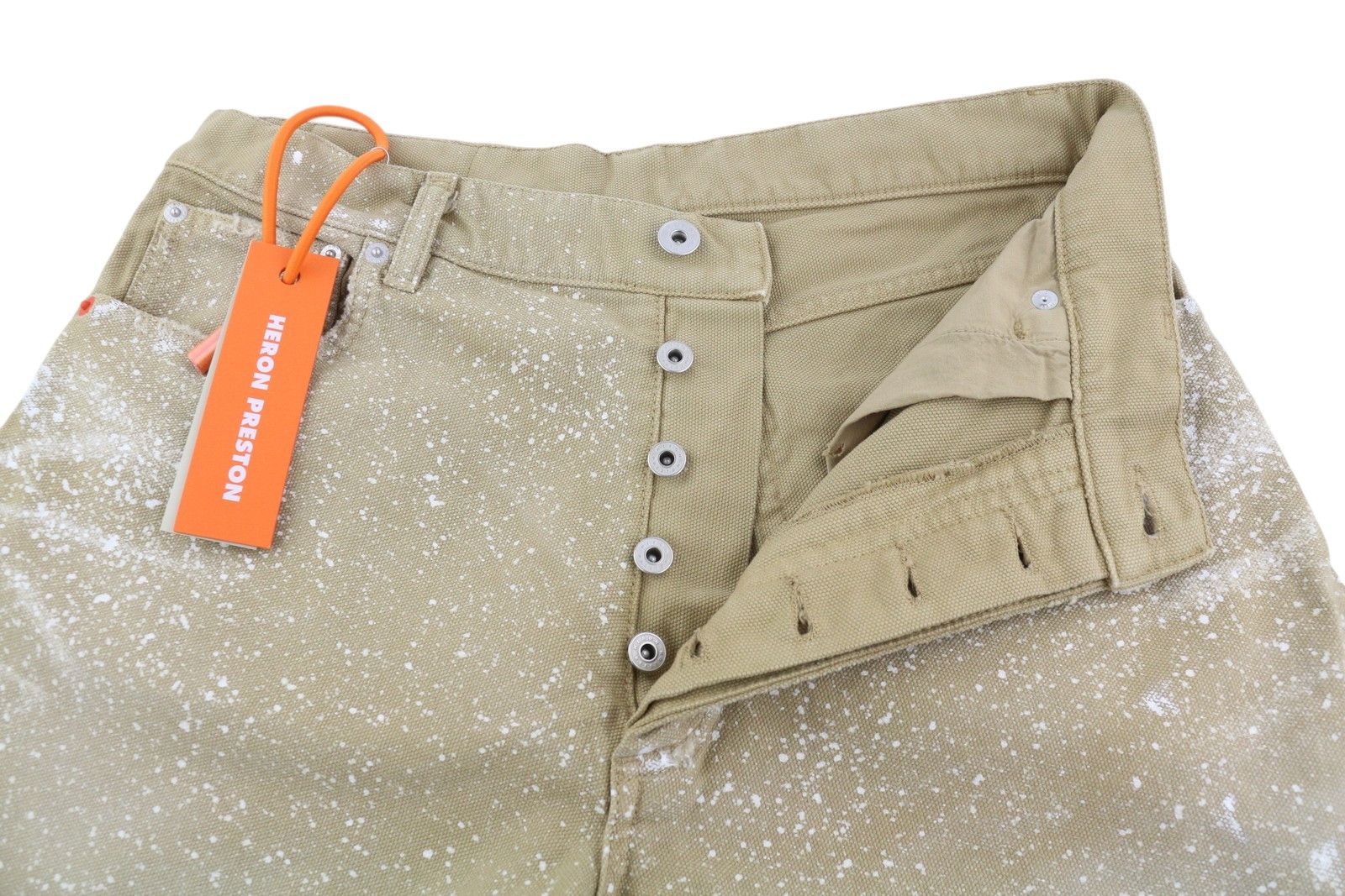 Heron Preston M Denim Beige Distress Painted Casual Shorts 84391 Size US 32 / EU 48 - 4 Thumbnail