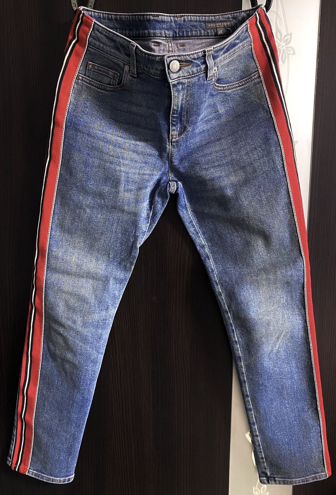 Alexander McQueen 2018 Alexander McQueen Side Stripe Washed Skinny Jeans Denim Size 26" / US 2 / IT 38 - 4 Thumbnail