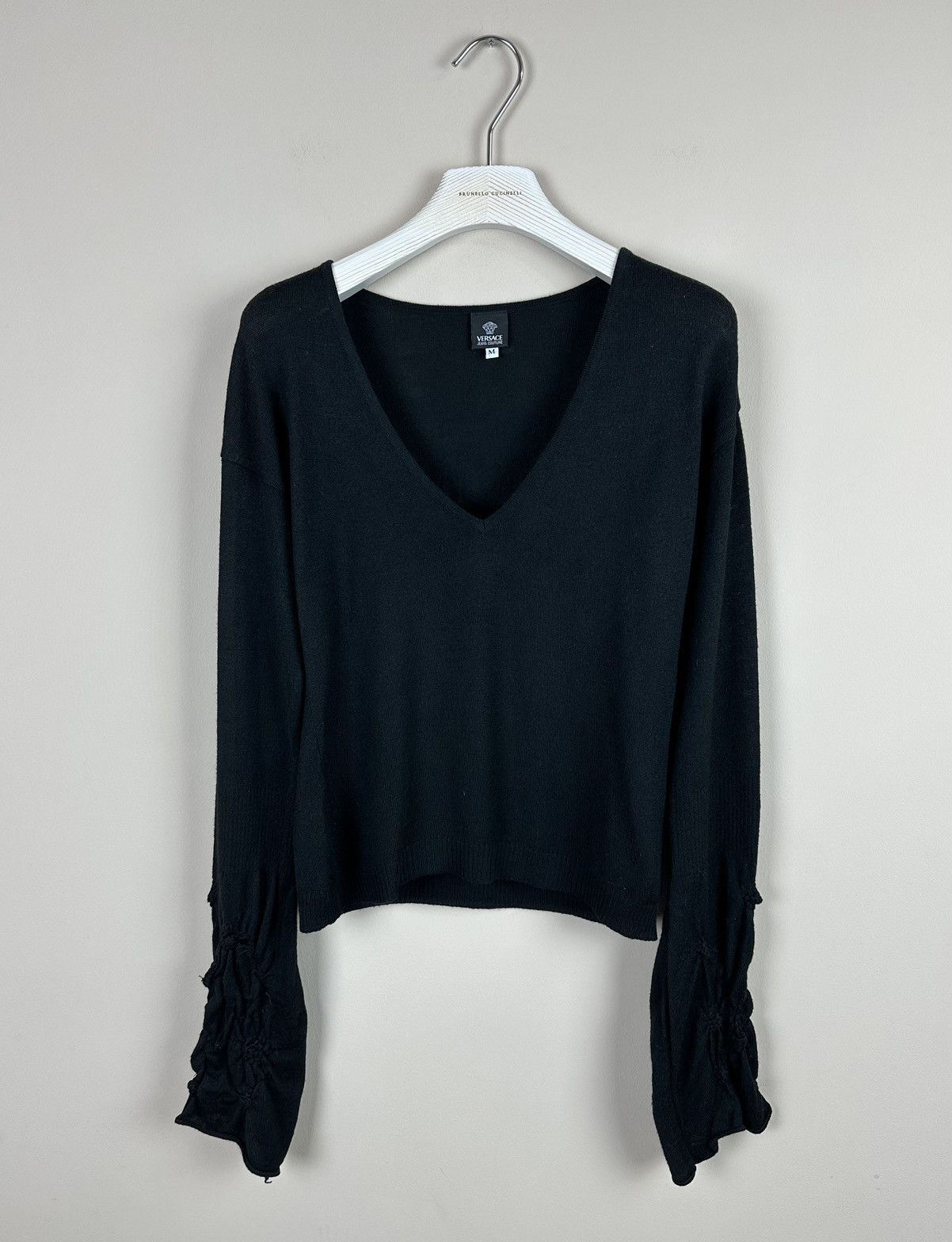 Versace Jeans Couture × Vintage Gianni Versace Jeans Couture vintage black sweater ruffled Size M / US 6-8 / IT 42-44 - 1 Thumbnail