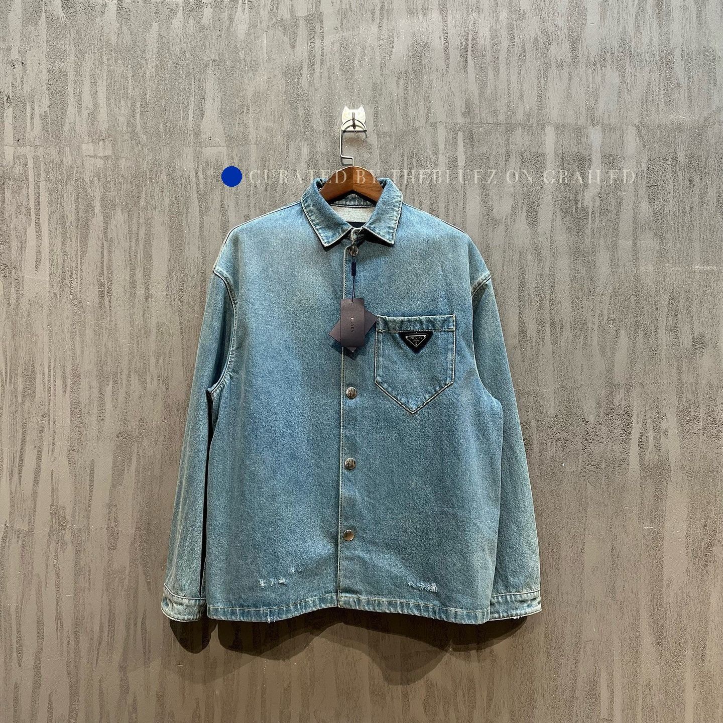 Prada Vintage Denim Jacket with Logo Patch Size US XL / EU 56 / 4 - 1 Thumbnail