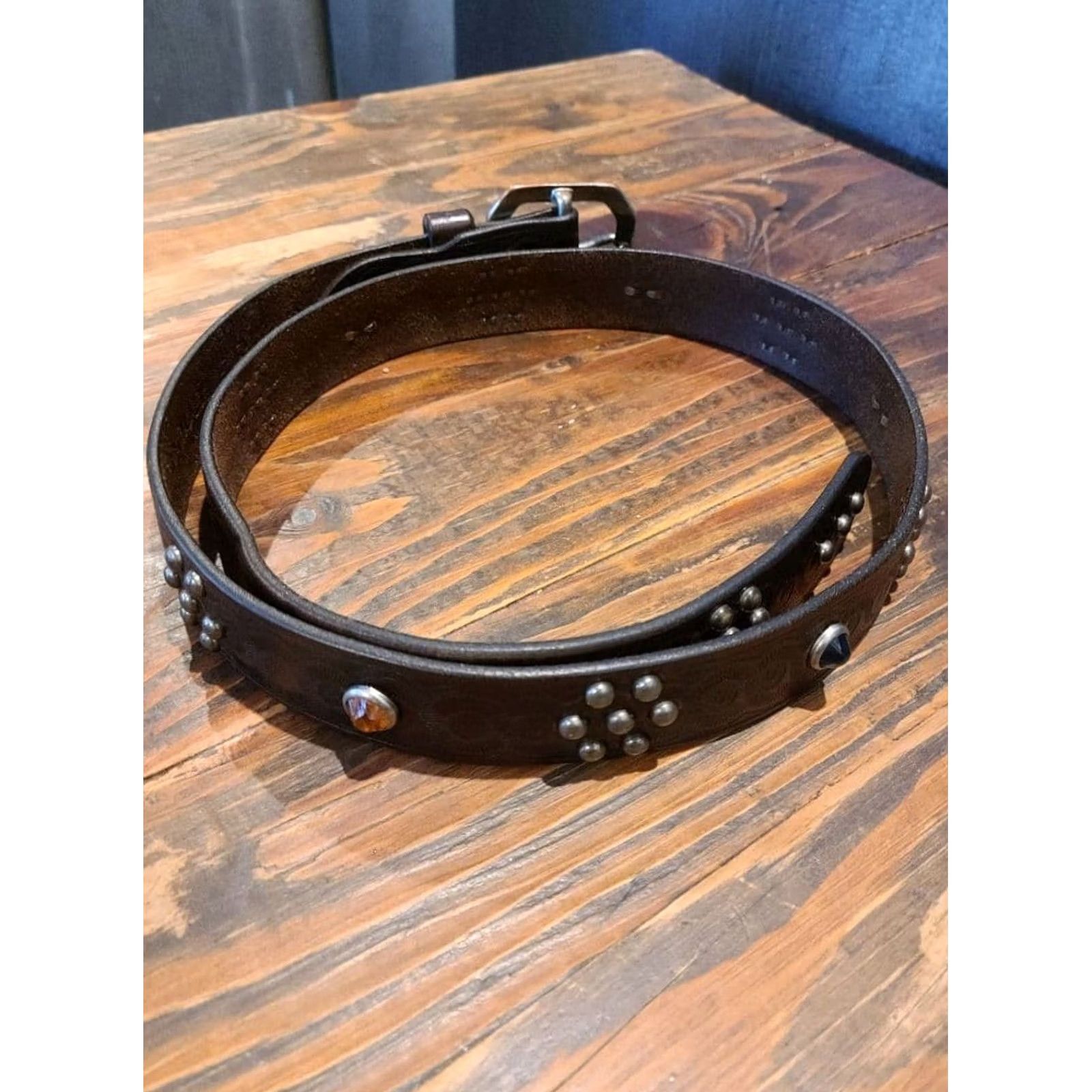Ralph Lauren RRL Ralph Lauren Studded Belt Square metal buckle Brown Leather Size 32 Men Size 32 - 2 Thumbnail