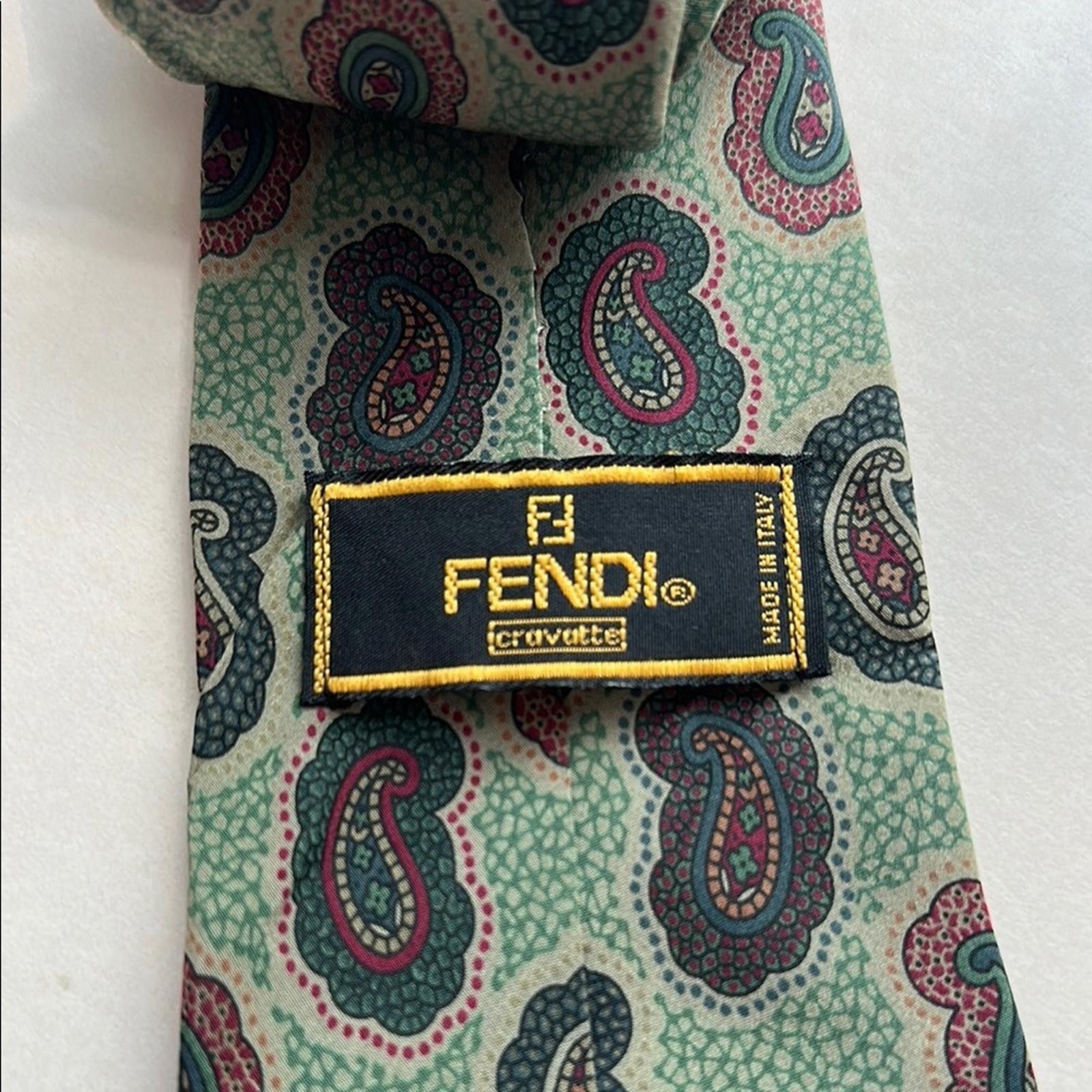 Fendi Vintage Fendi Paisley Patterned Men's Tie Size ONE SIZE - 3 Thumbnail